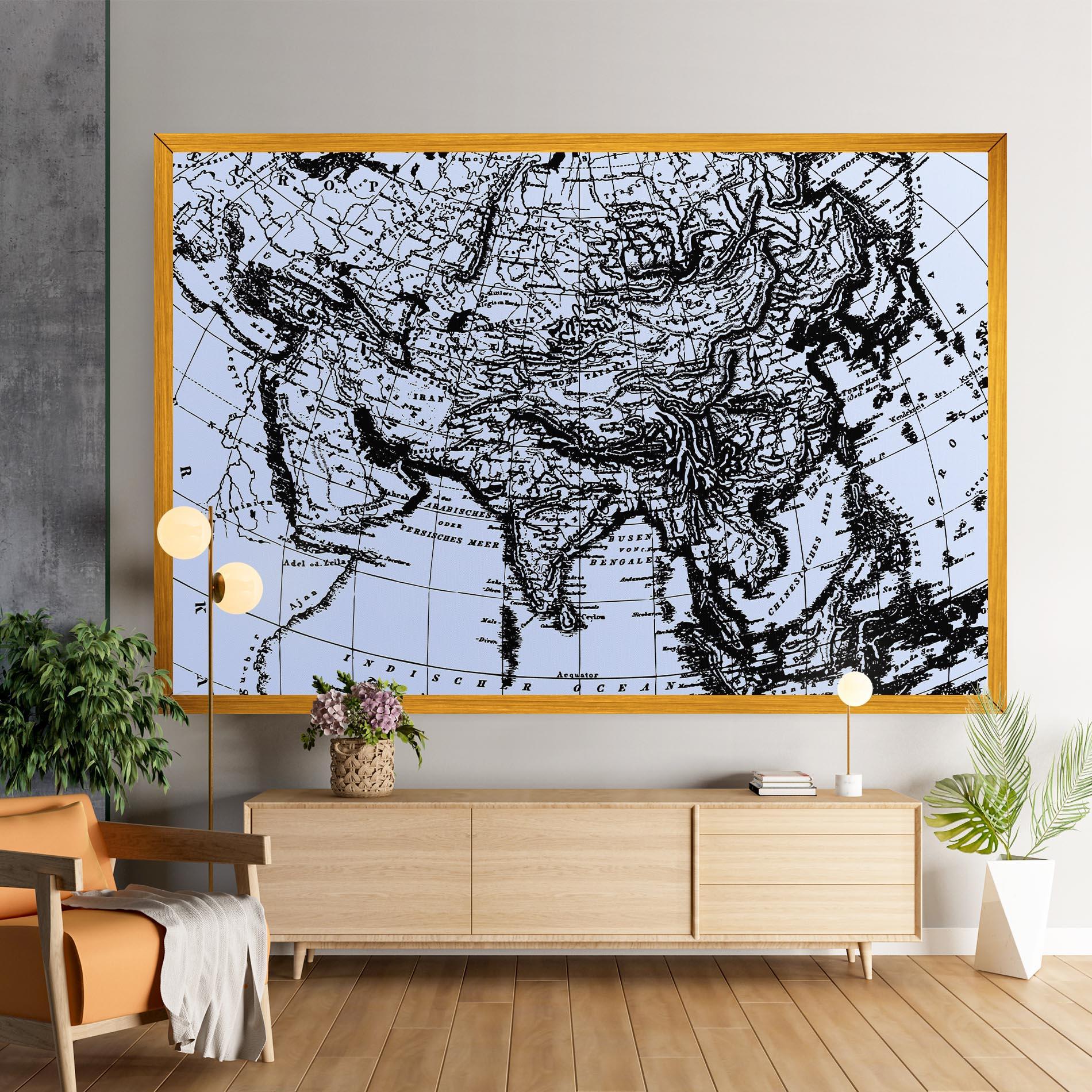 Vászonkép Blue Old Map mockup 9