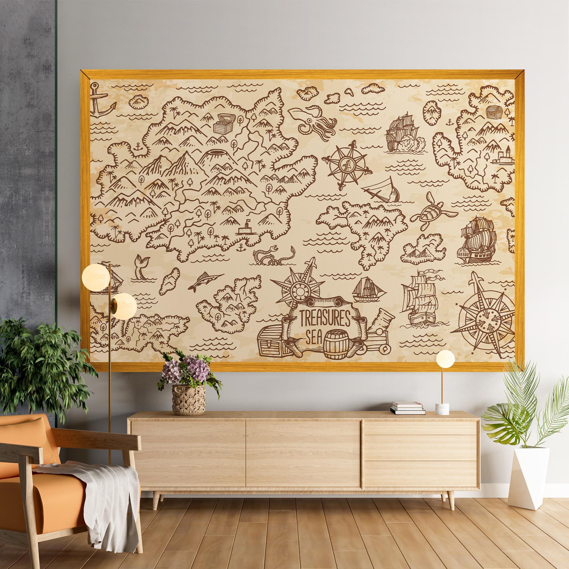 Vászonkép Cream Coffee Map mockup 9