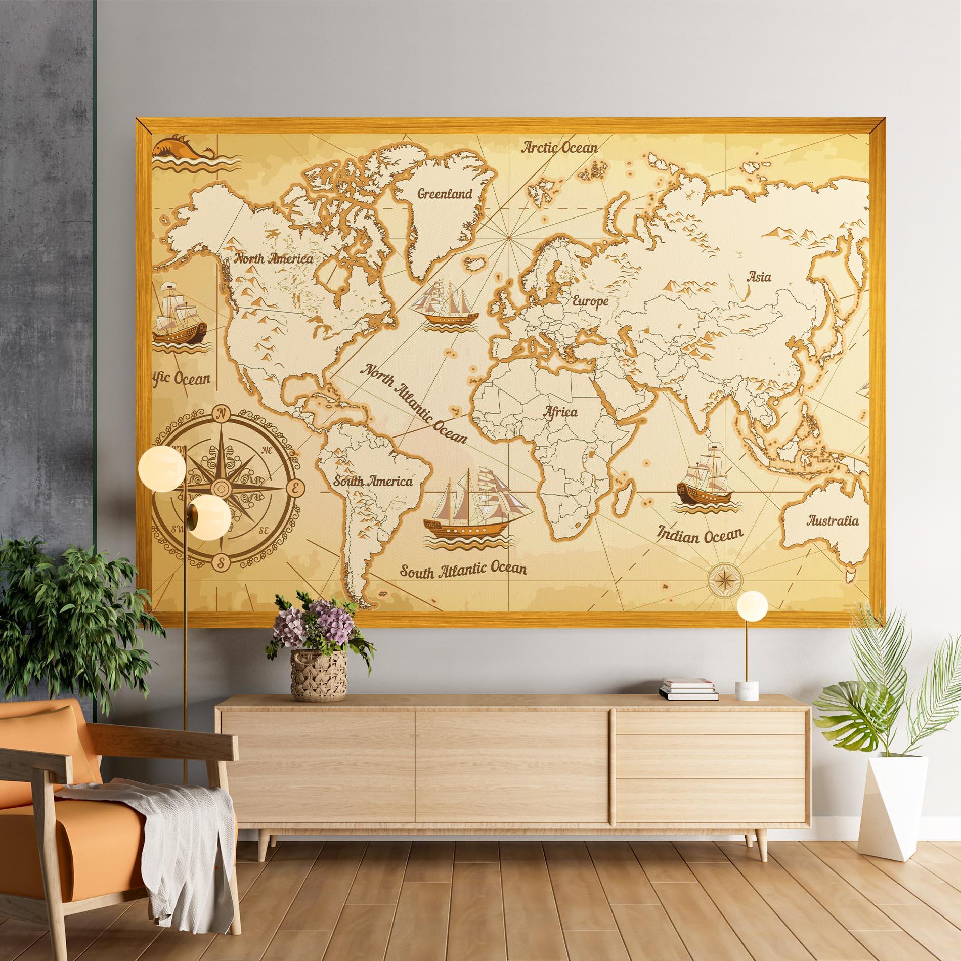 Vászonkép Gold Old Map mockup 9