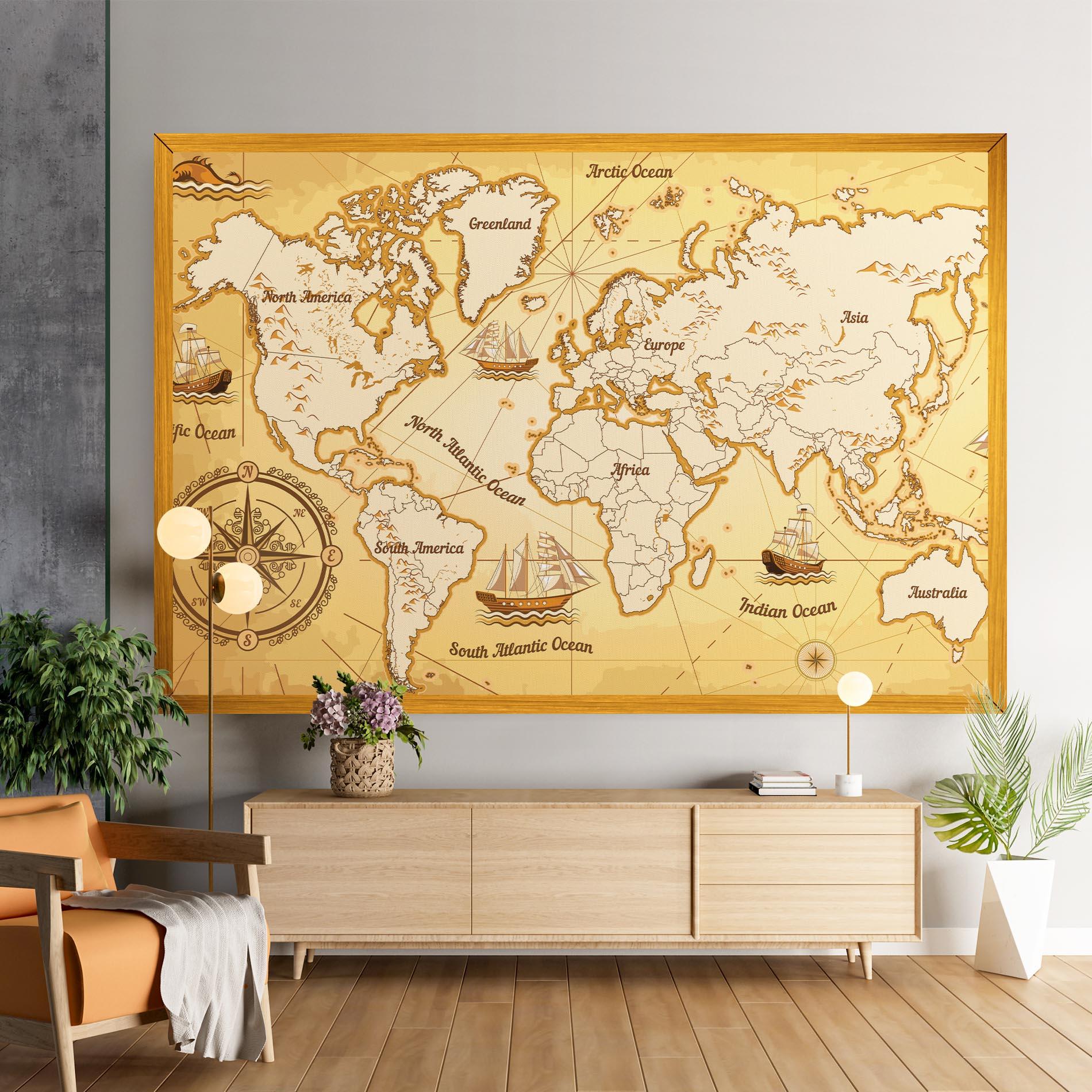 Vászonkép Gold Vintage Map mockup 9