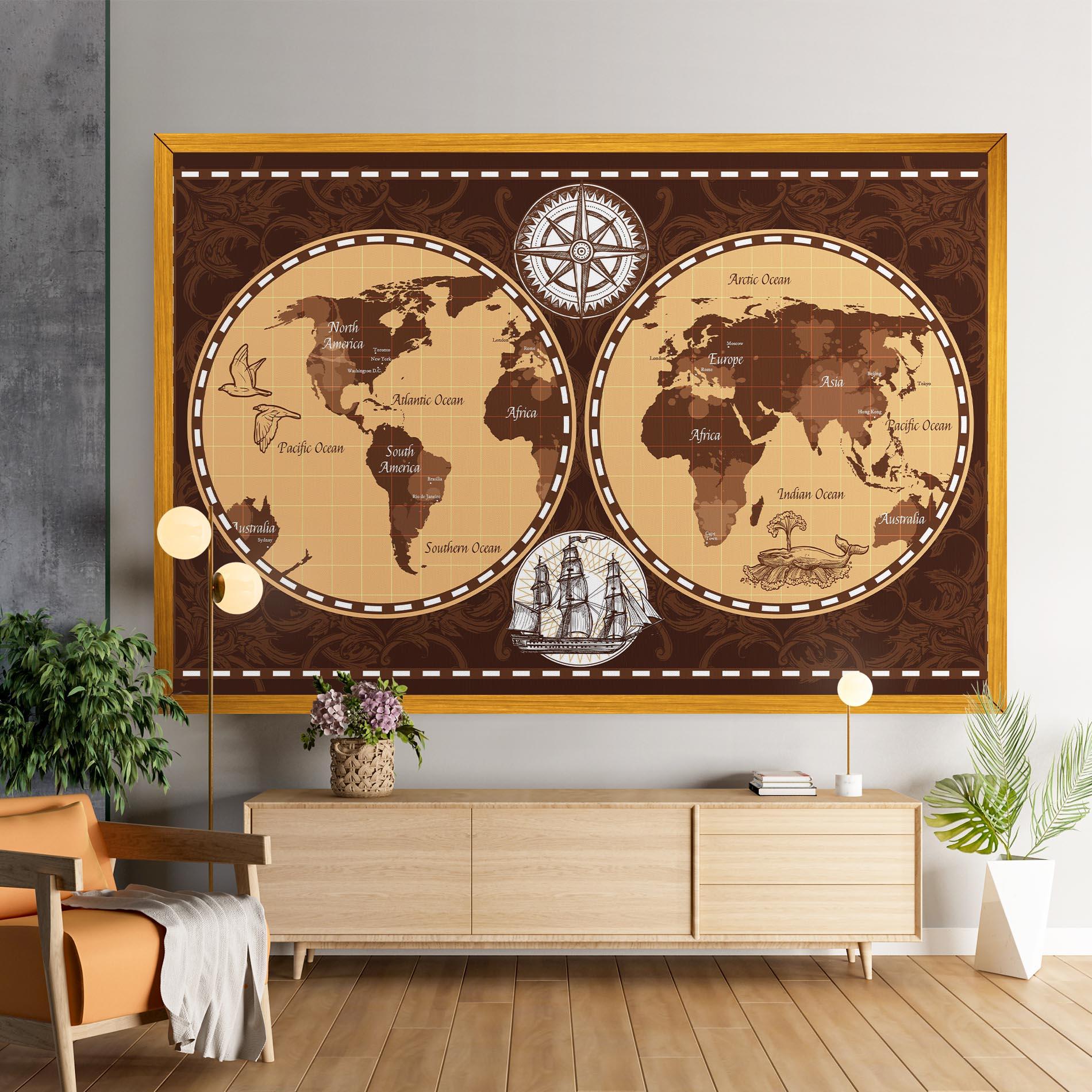 Vászonkép Old Brown Map mockup 9