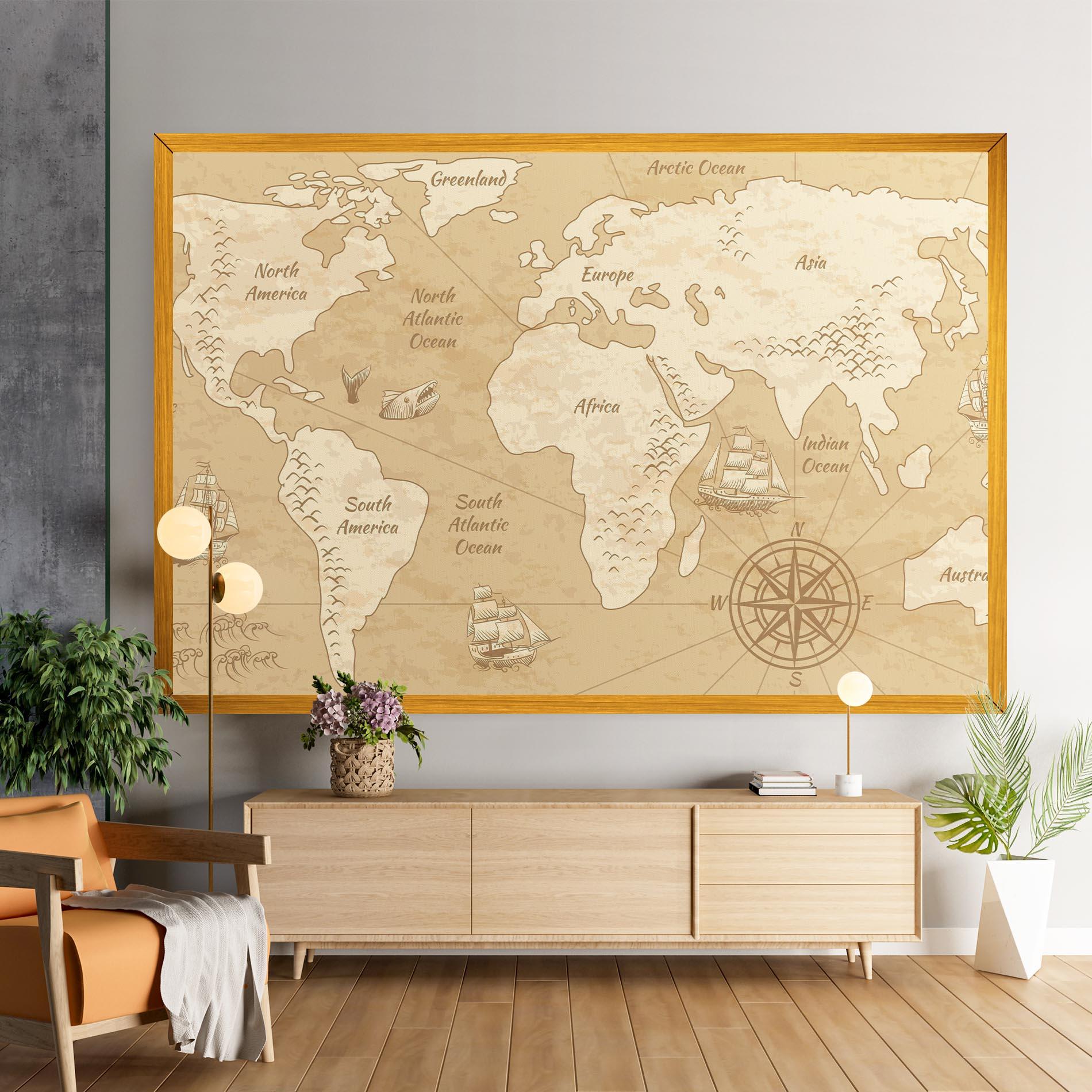 Vászonkép Old Continents Map mockup 9