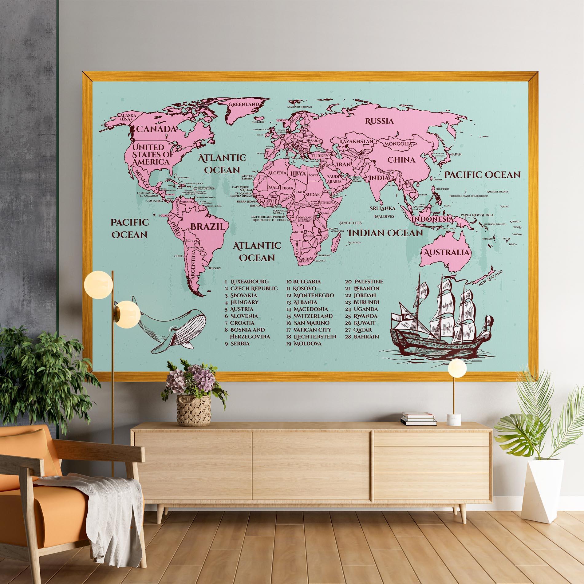 Vászonkép Pink Pirate Map mockup 9