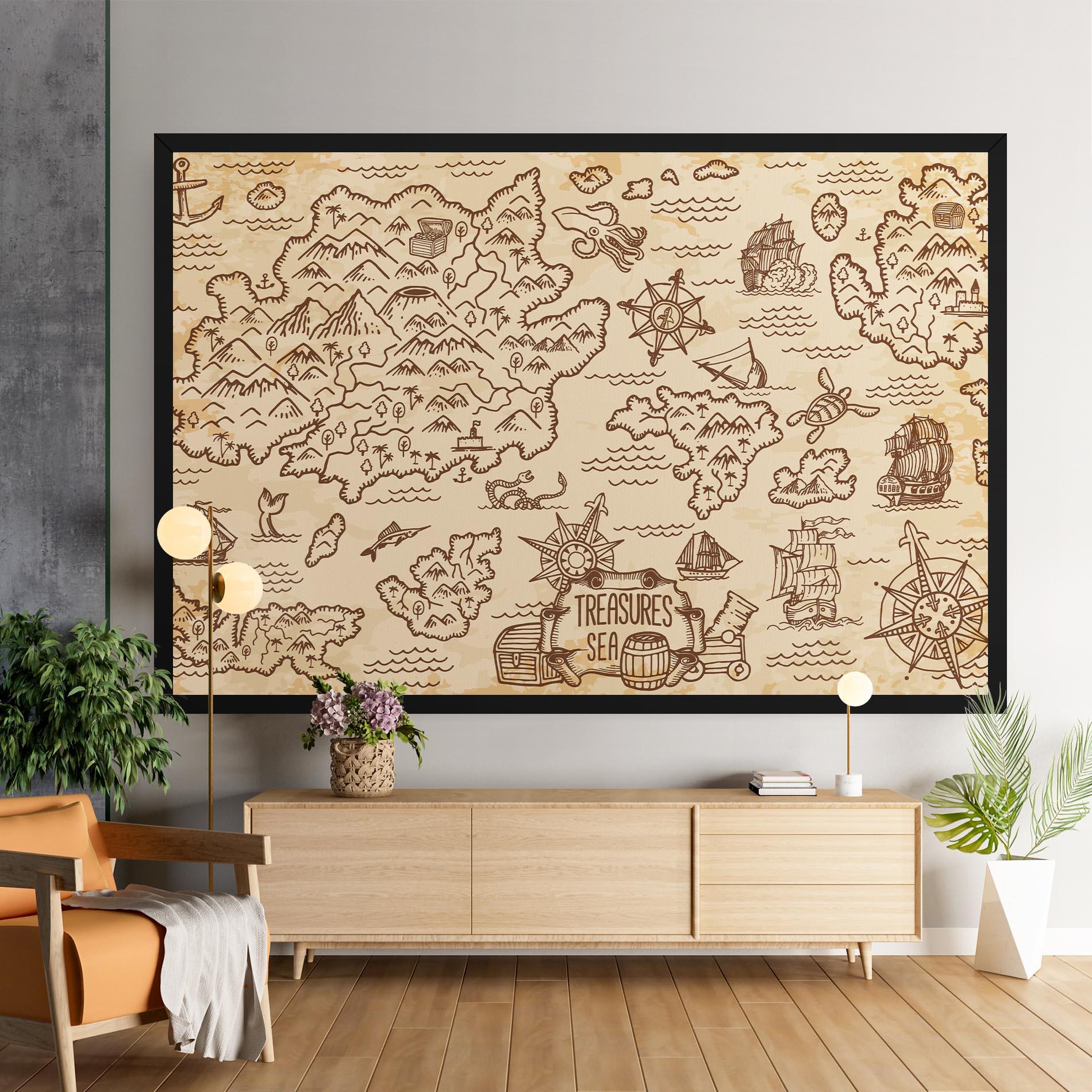 Vászonkép Cream Coffee Map mockup 9