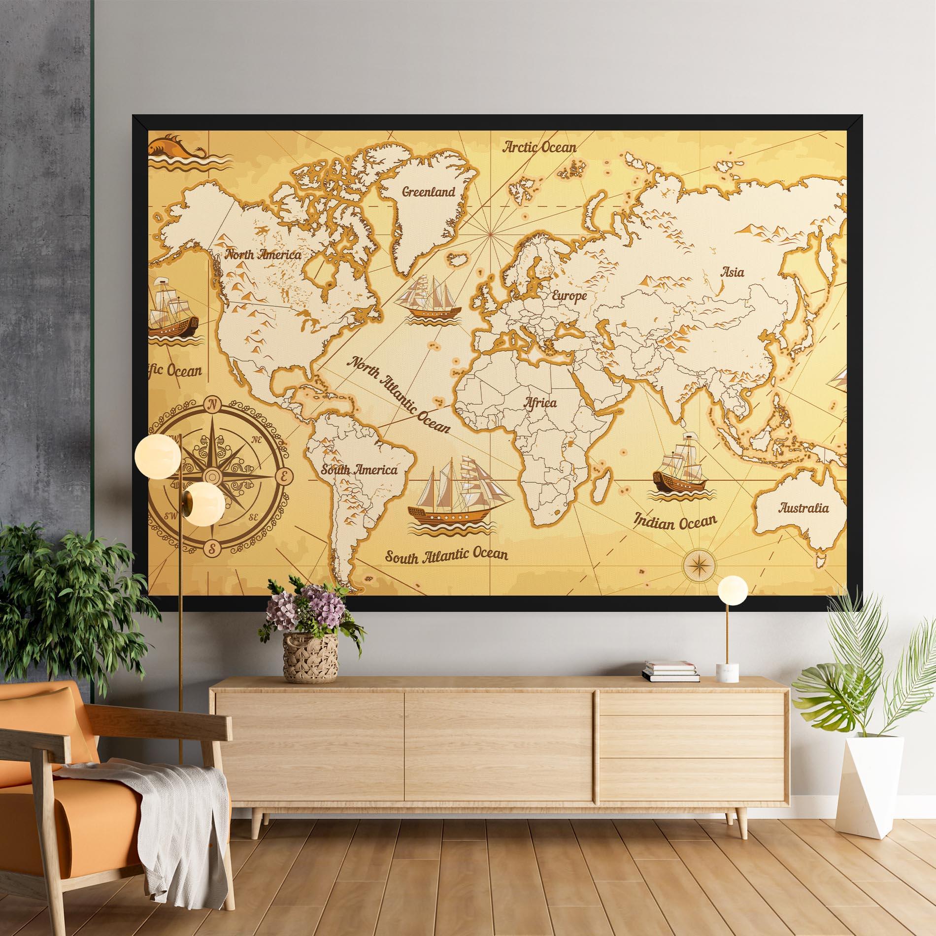 Vászonkép Gold Vintage Map mockup 9
