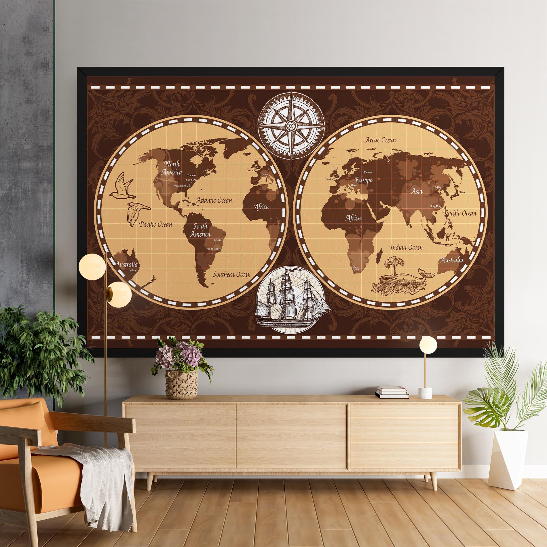 Vászonkép Old Brown Map mockup 9