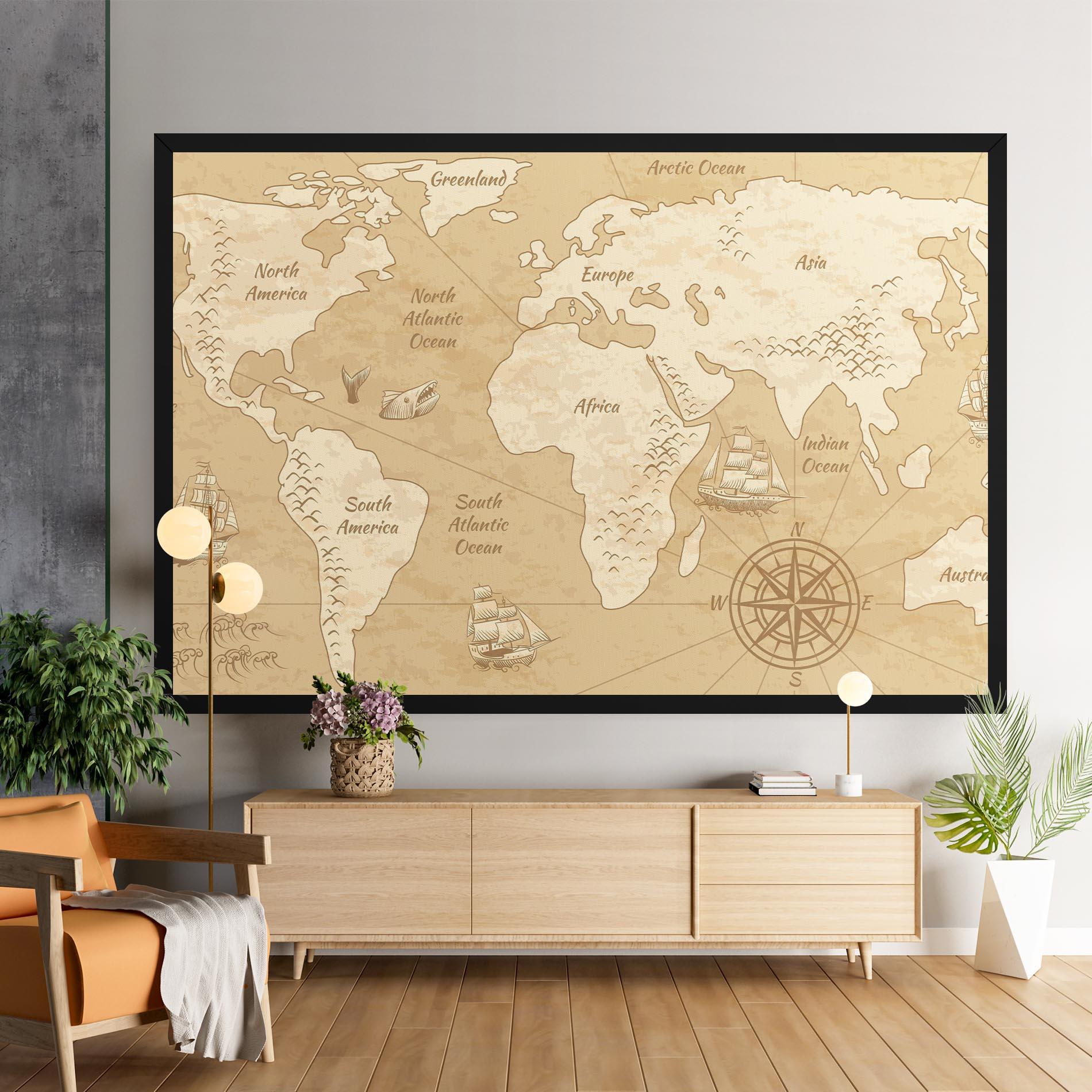 Vászonkép Old Continents Map mockup 9