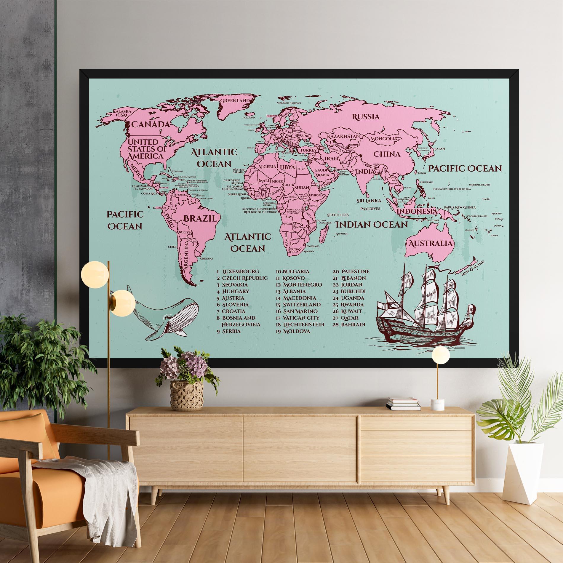 Vászonkép Pink Pirate Map mockup 9