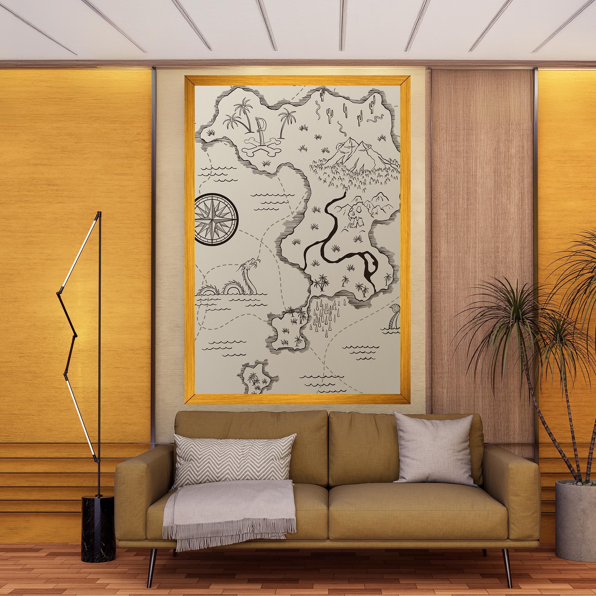 Vászonkép Cream Island Map mockup 9