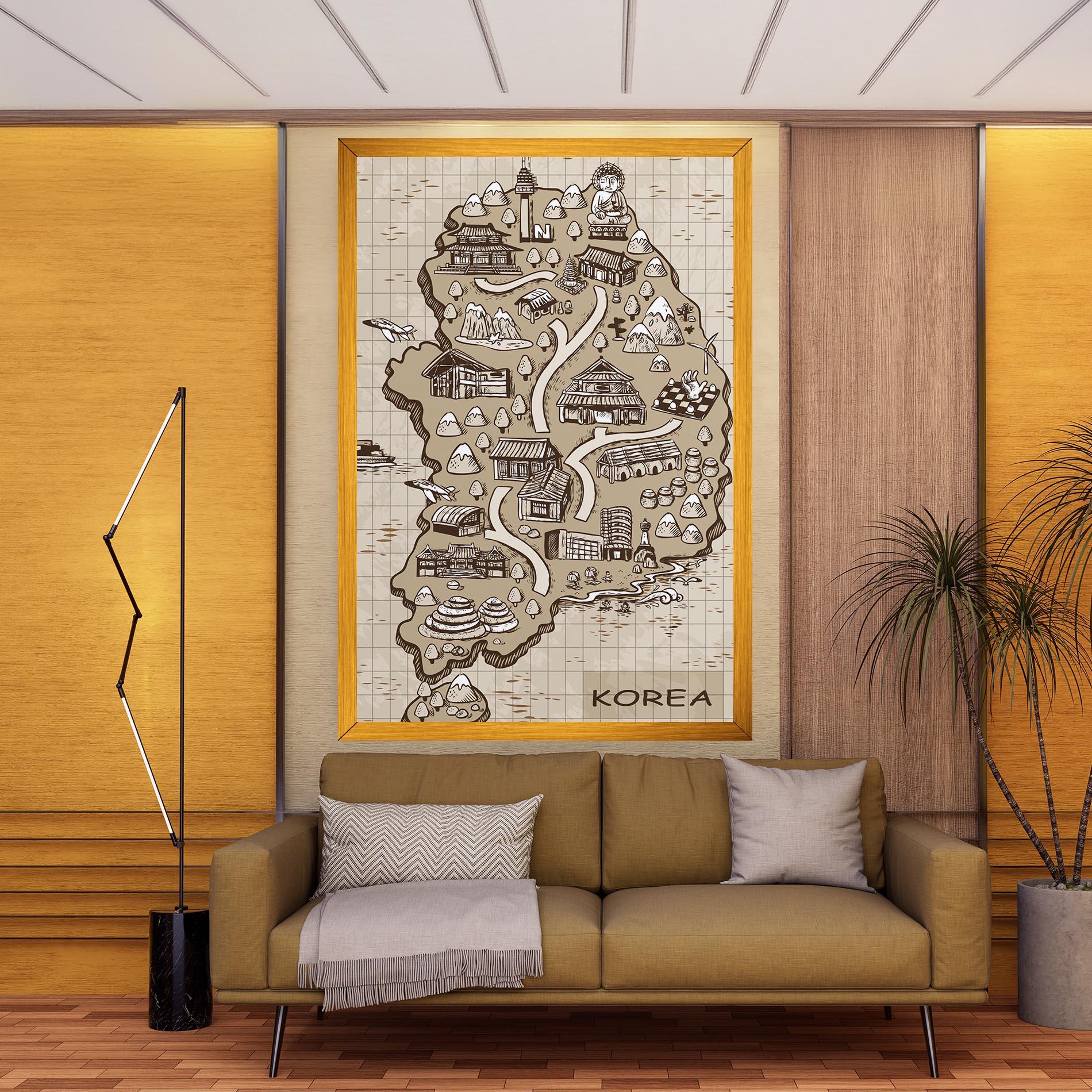 Vászonkép Old Korea Map mockup 9