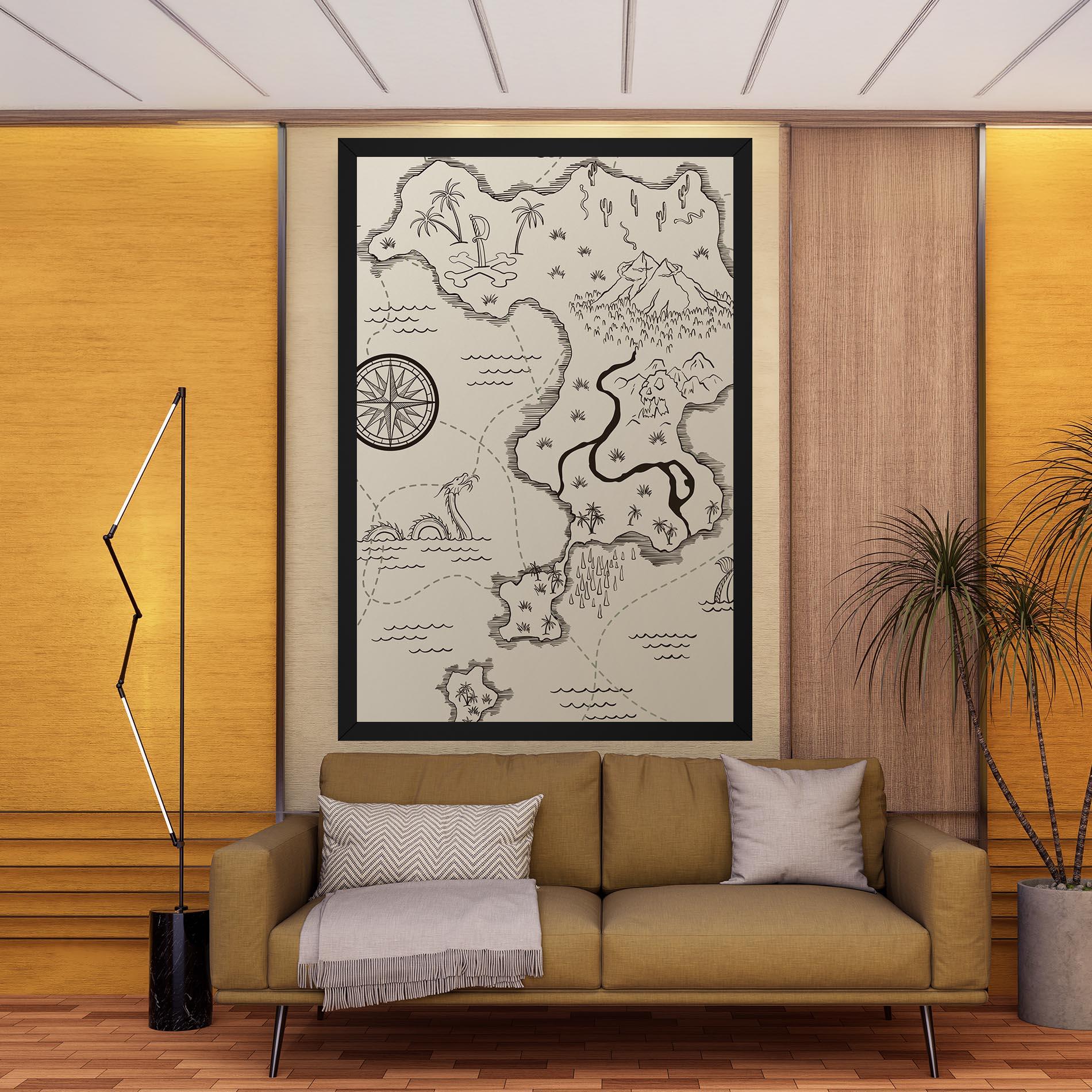 Vászonkép Cream Island Map mockup 9