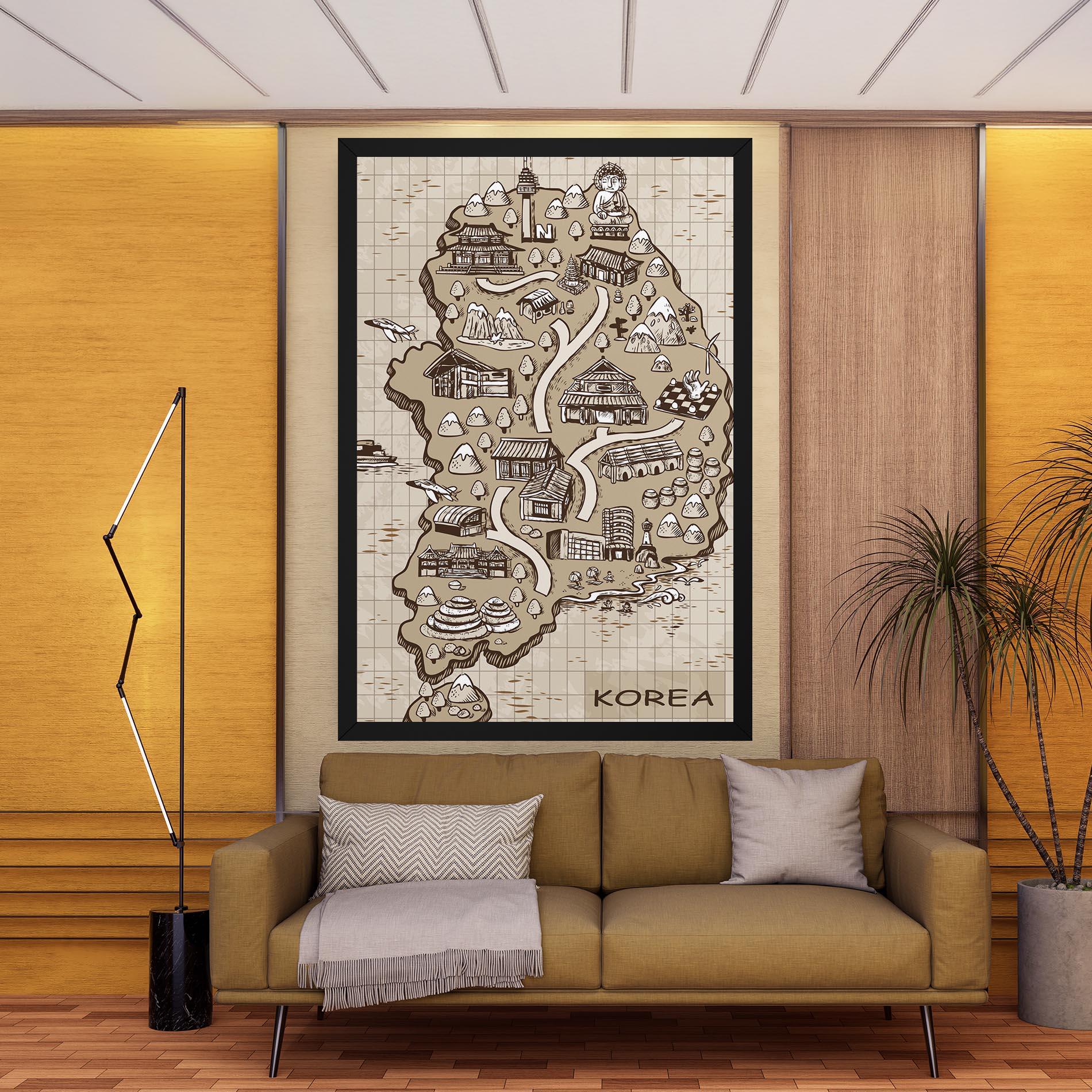 Vászonkép Old Korea Map mockup 9