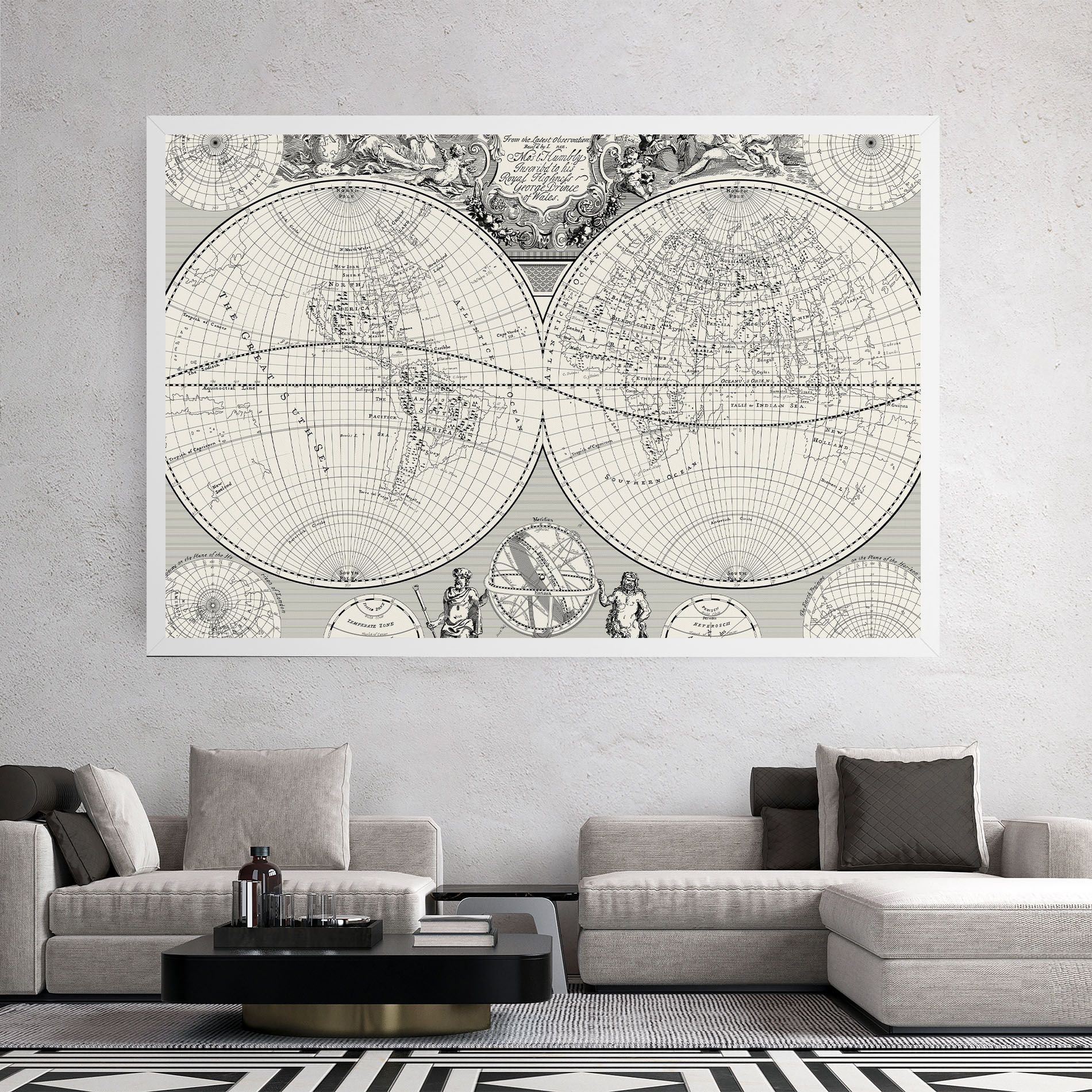 Black White Map mockup 2