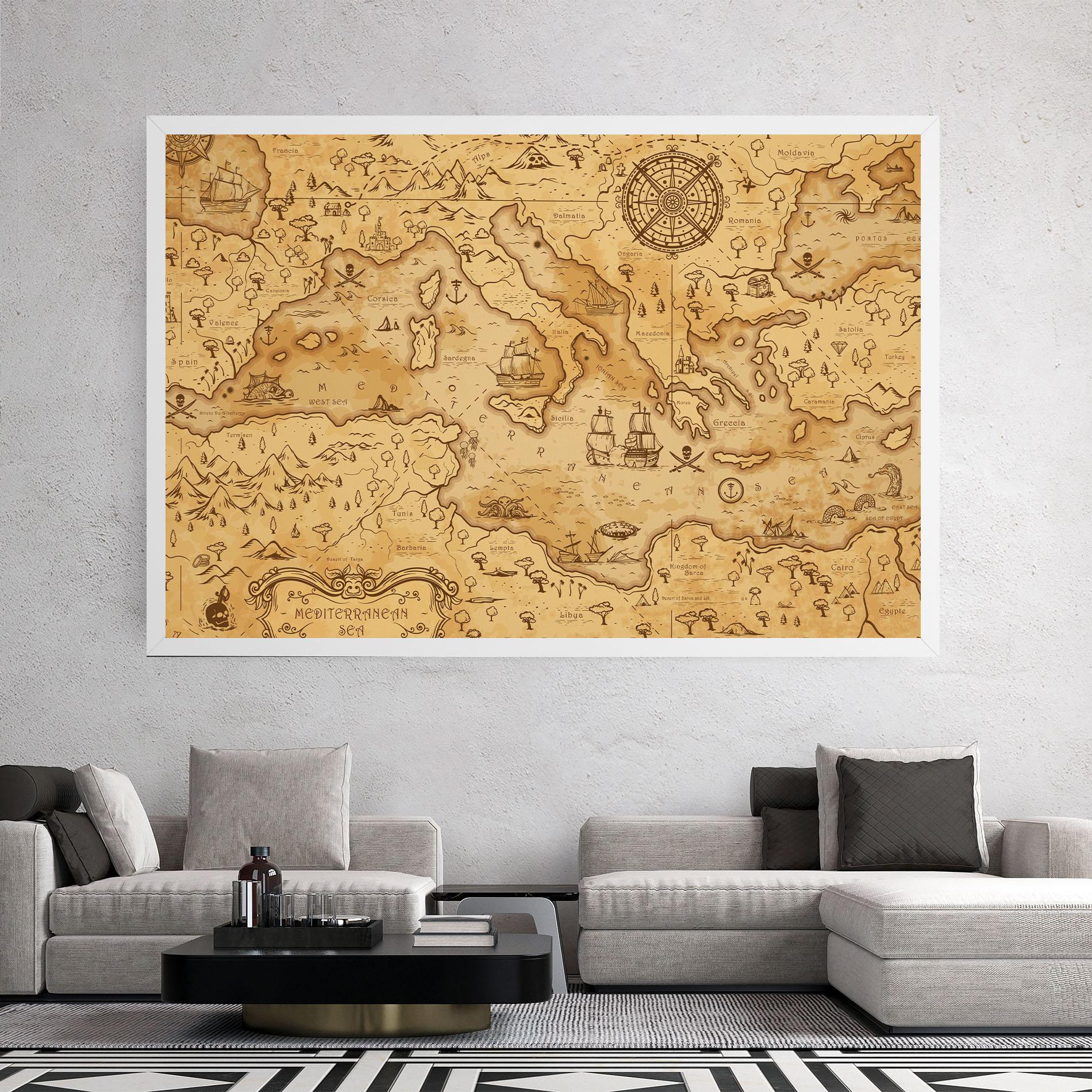 Vászonkép Cream Brown Map mockup 2