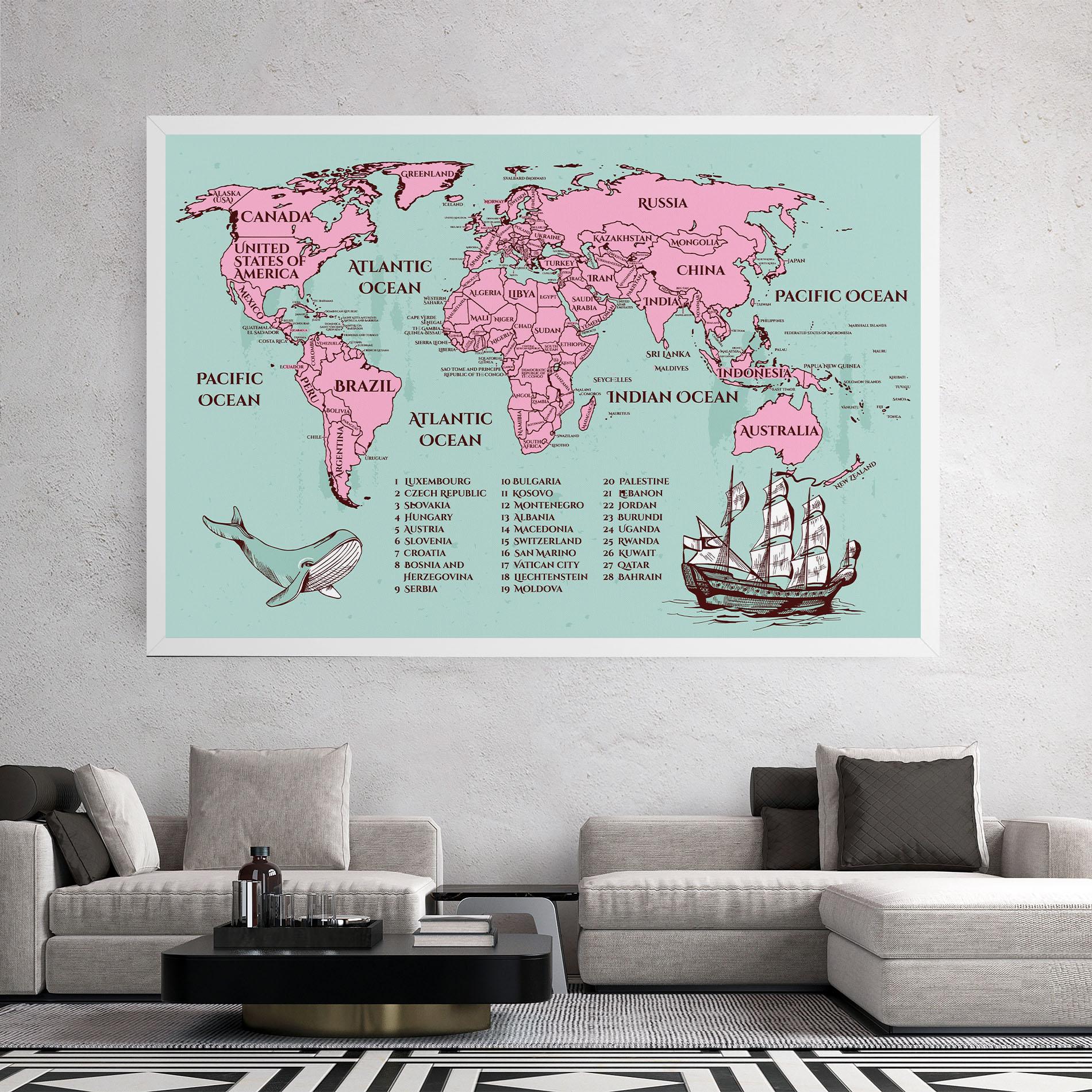 Vászonkép Pink Pirate Map mockup 2