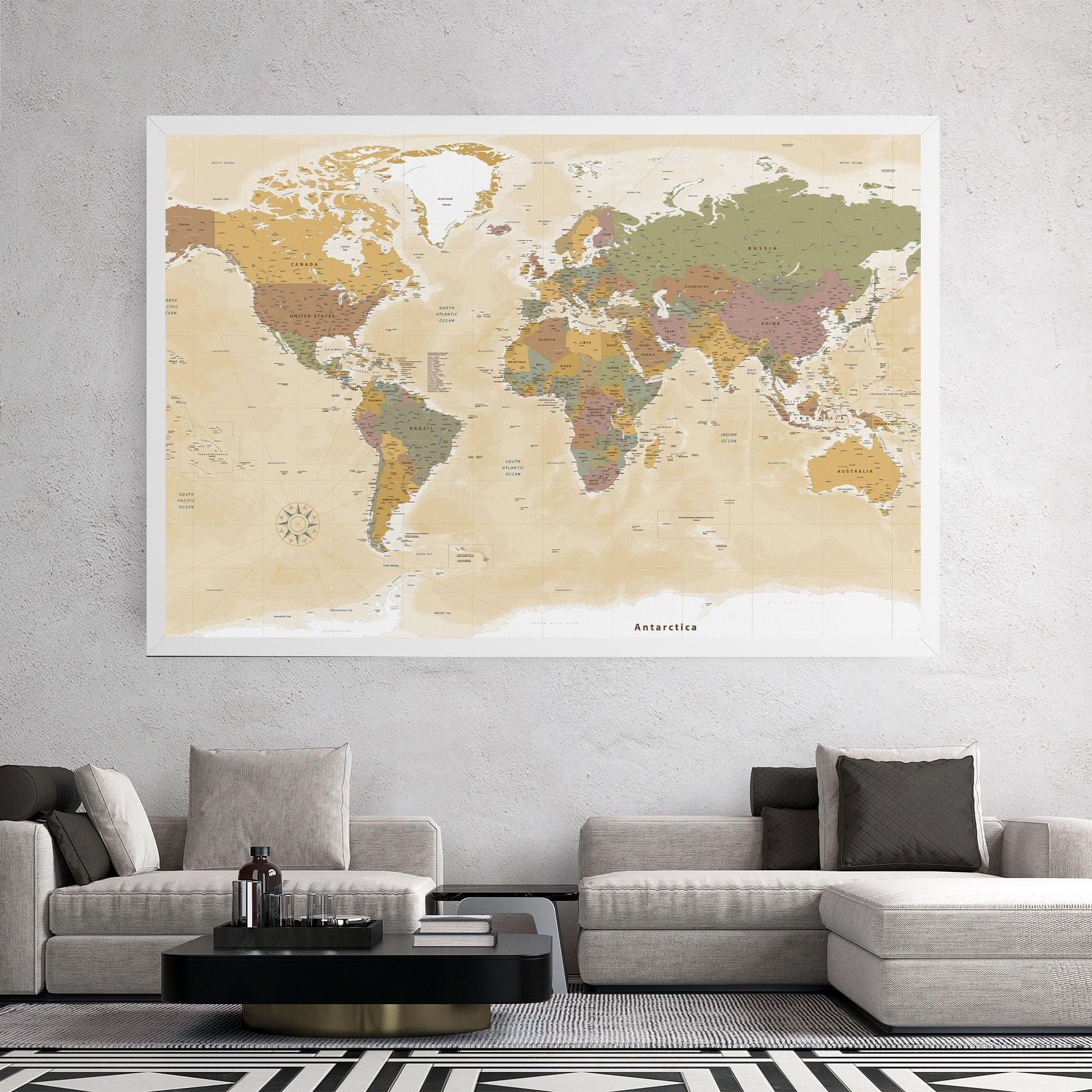 Vászonkép World Map Vintage mockup 2