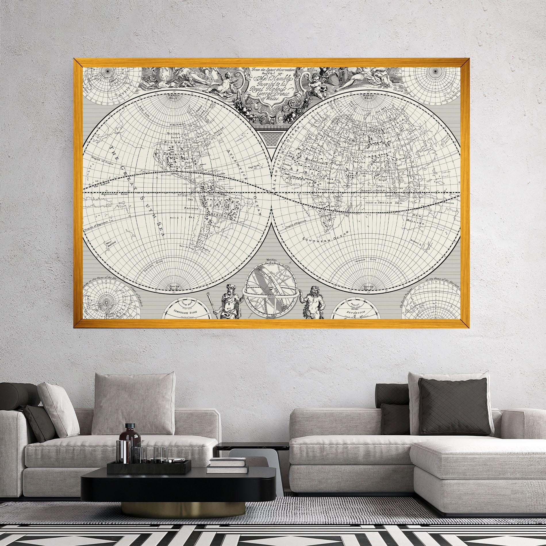 Vászonkép Black White Map mockup 2