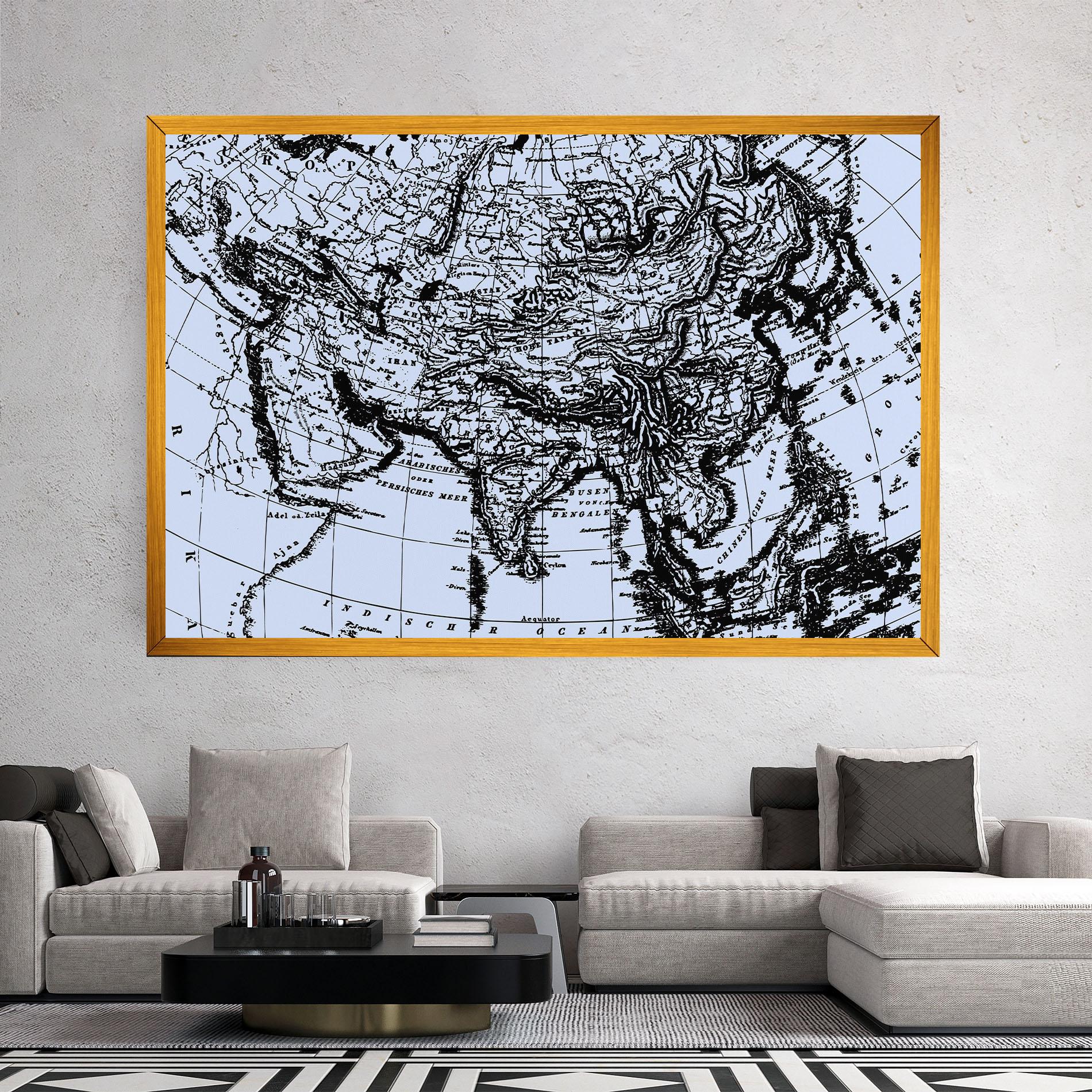 Vászonkép Blue Old Map mockup 2