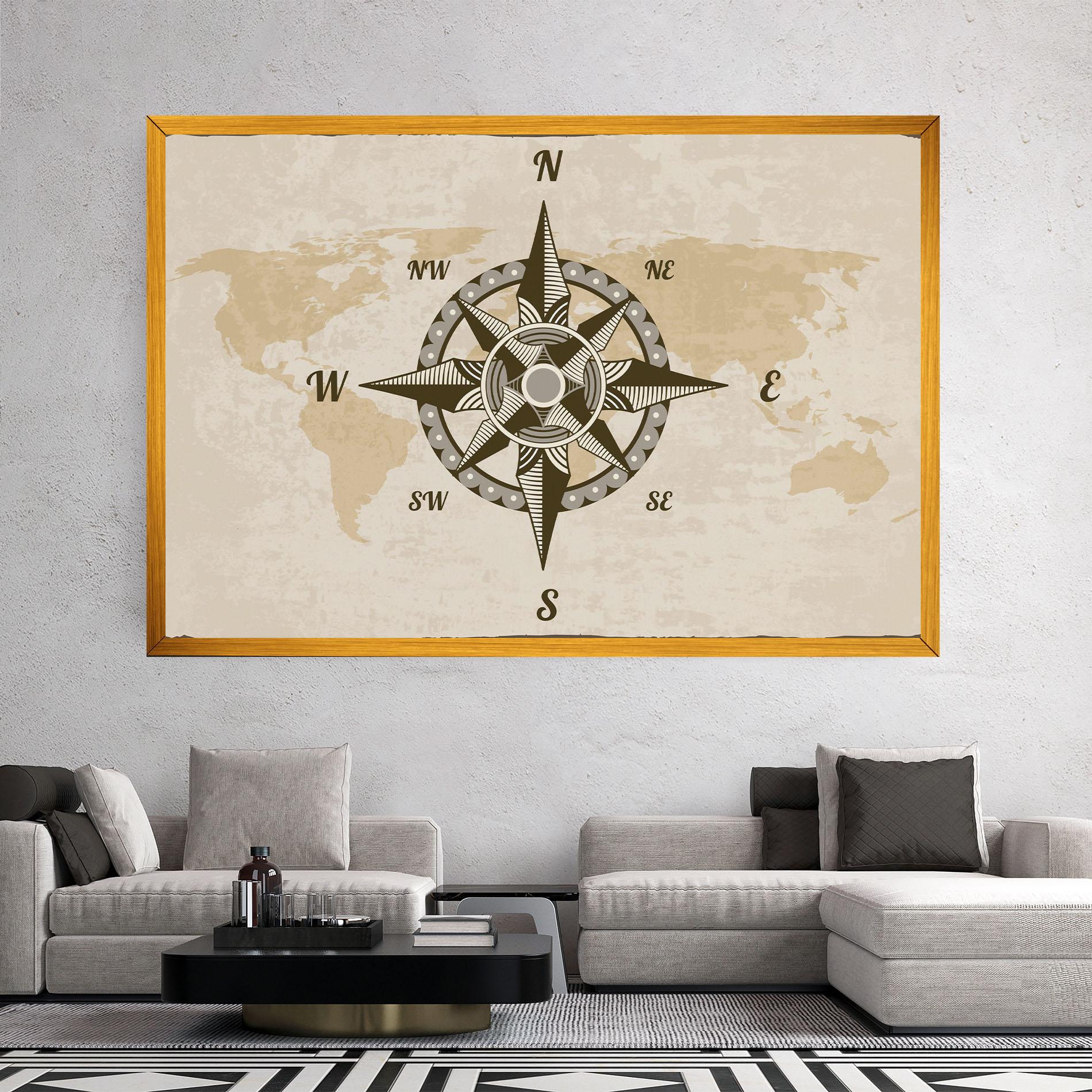Vászonkép Nautical Compass mockup 2