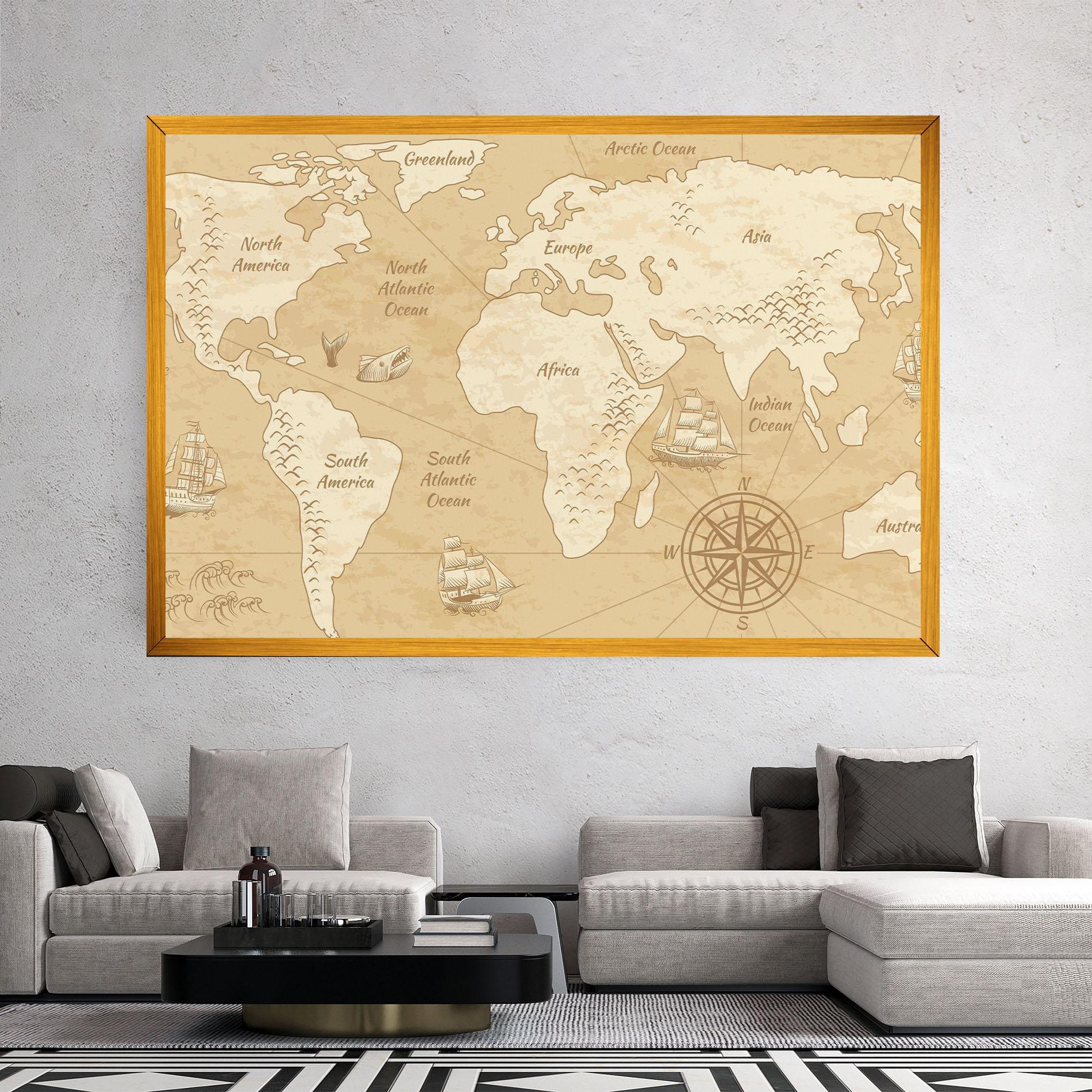 Vászonkép Old Continents Map mockup 2