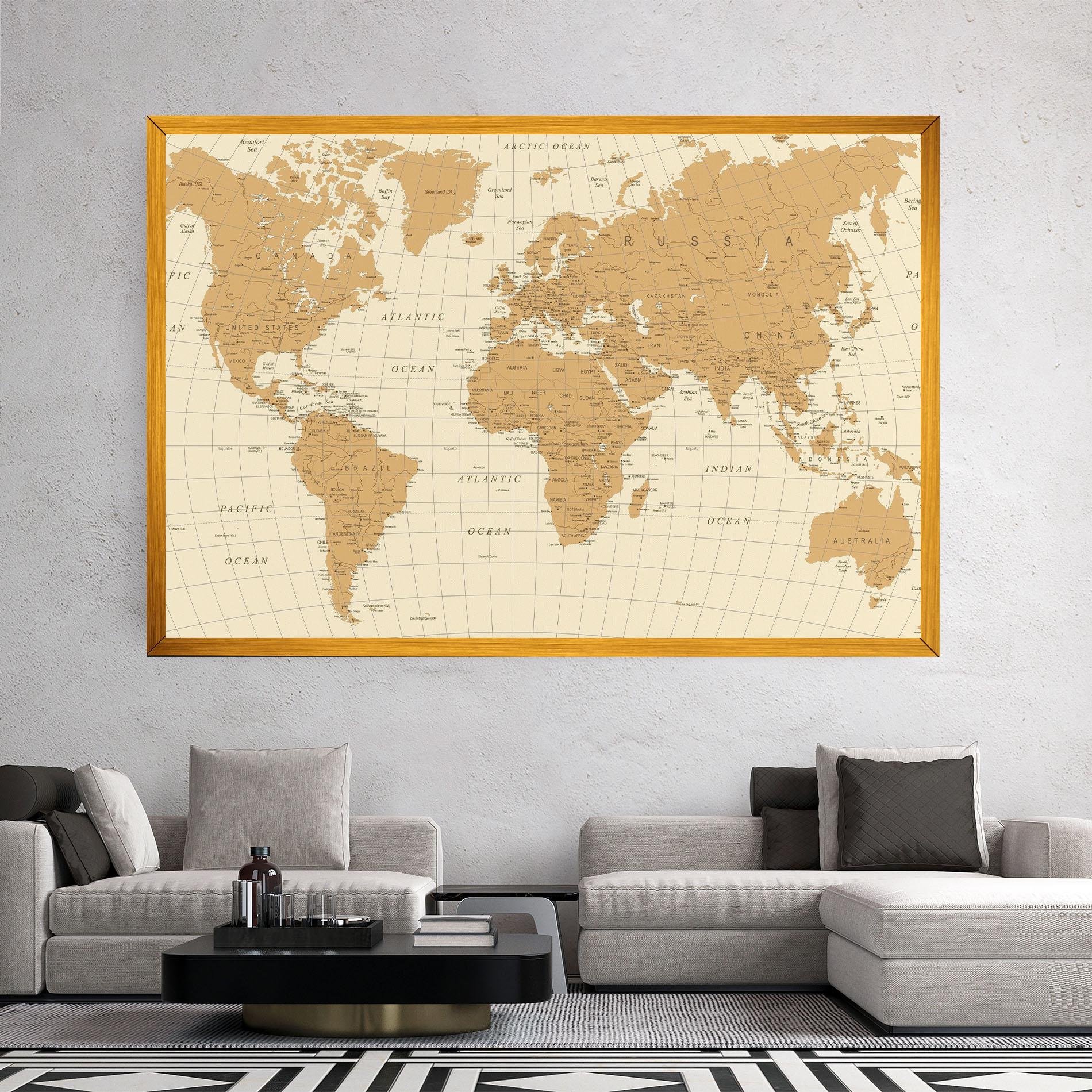 Vászonkép Old Map Cream mockup 2