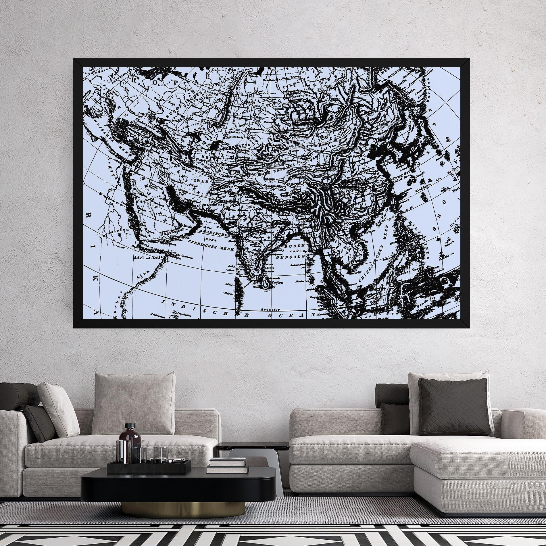 Vászonkép Blue Old Map mockup 2