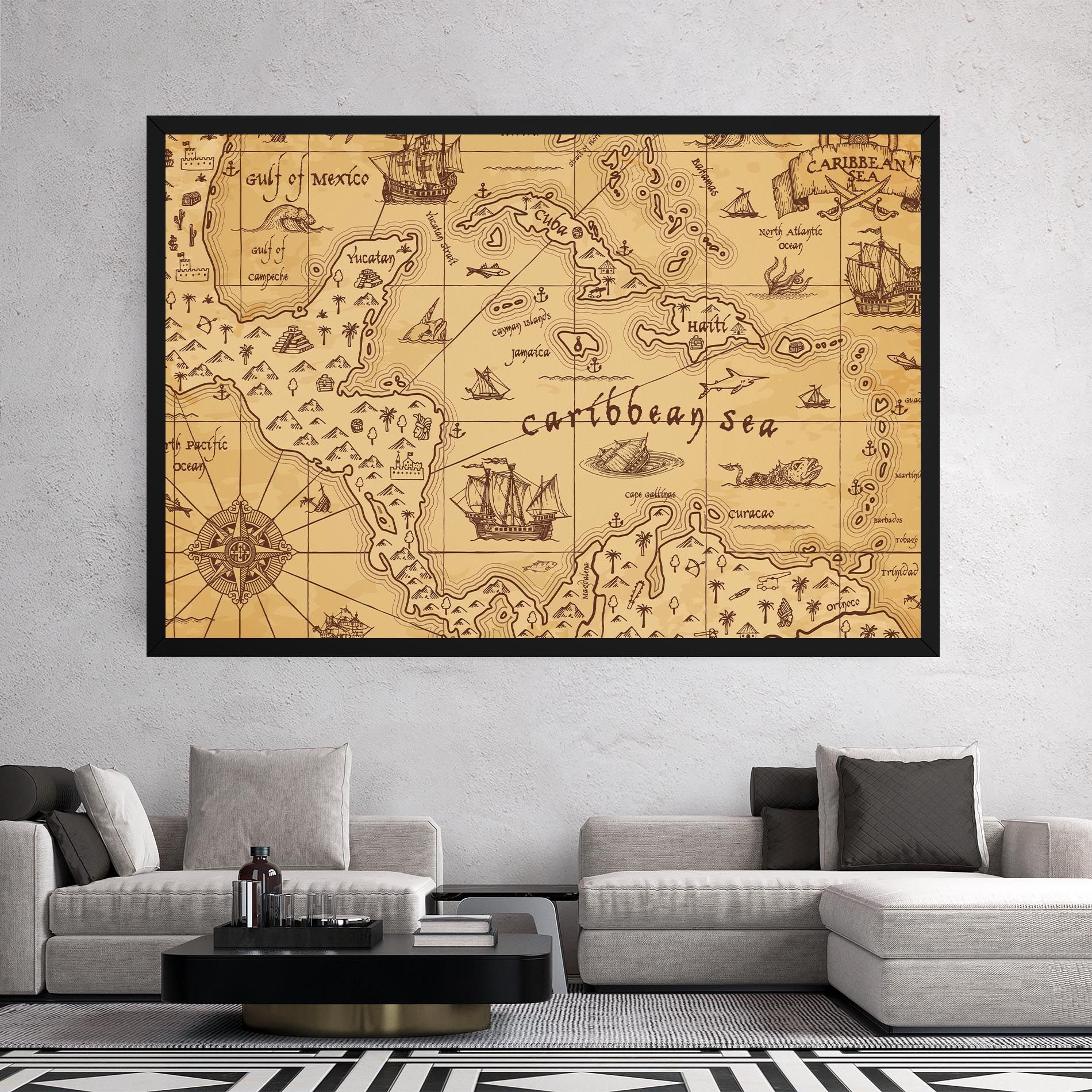 Caribbean Sea Map mockup 2
