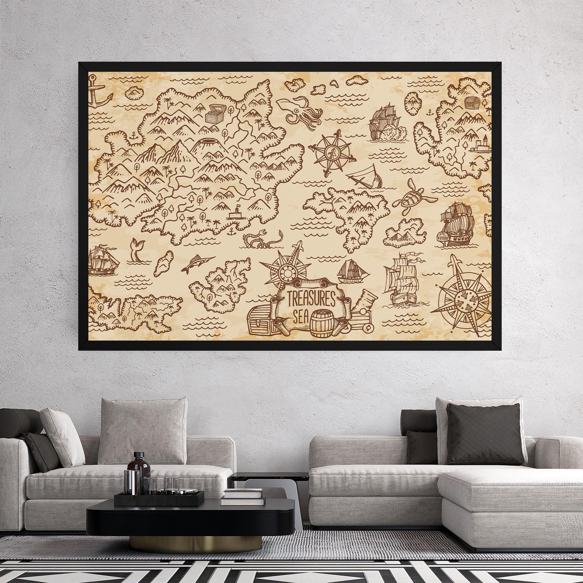 Vászonkép Cream Coffee Map mockup 2