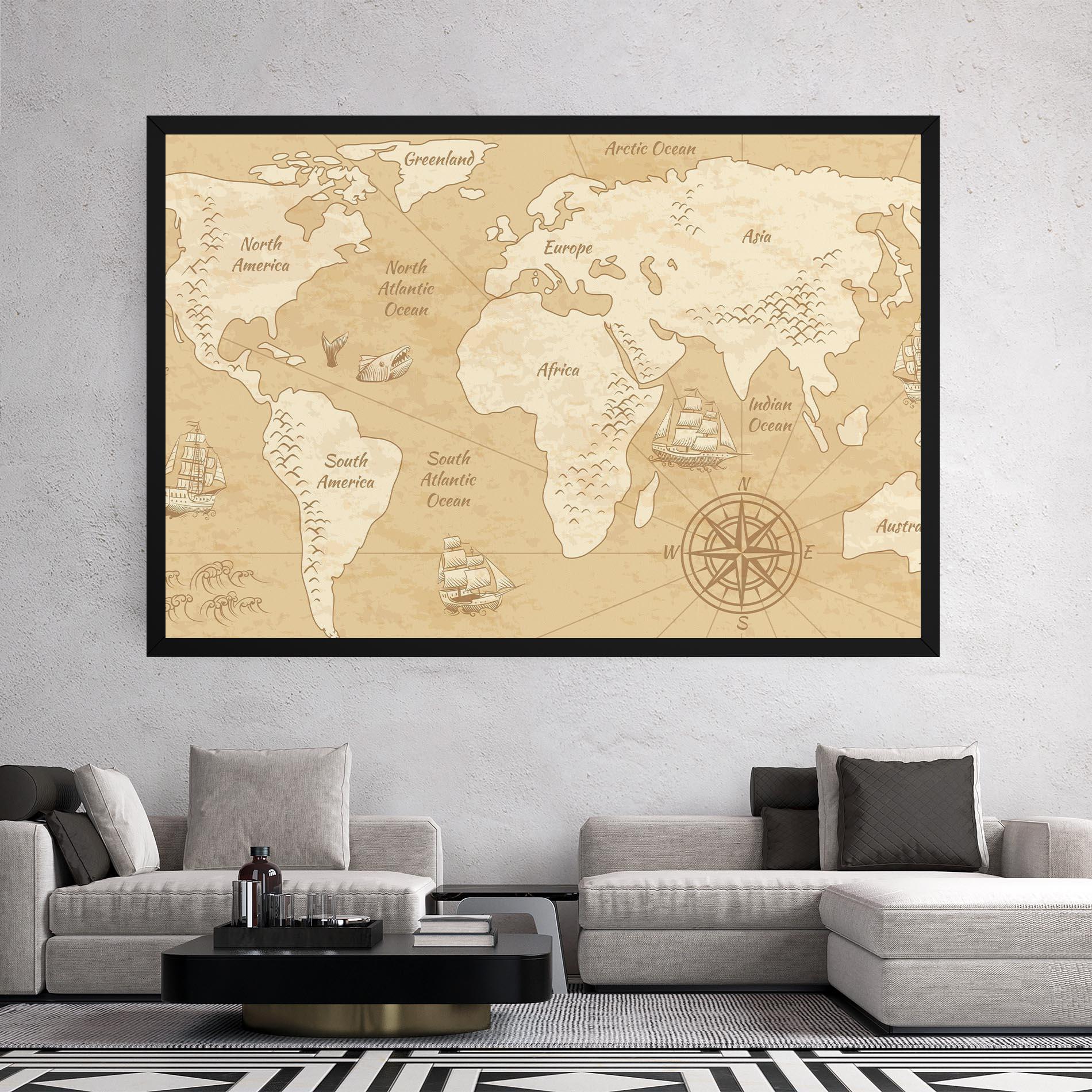 Vászonkép Old Continents Map mockup 2