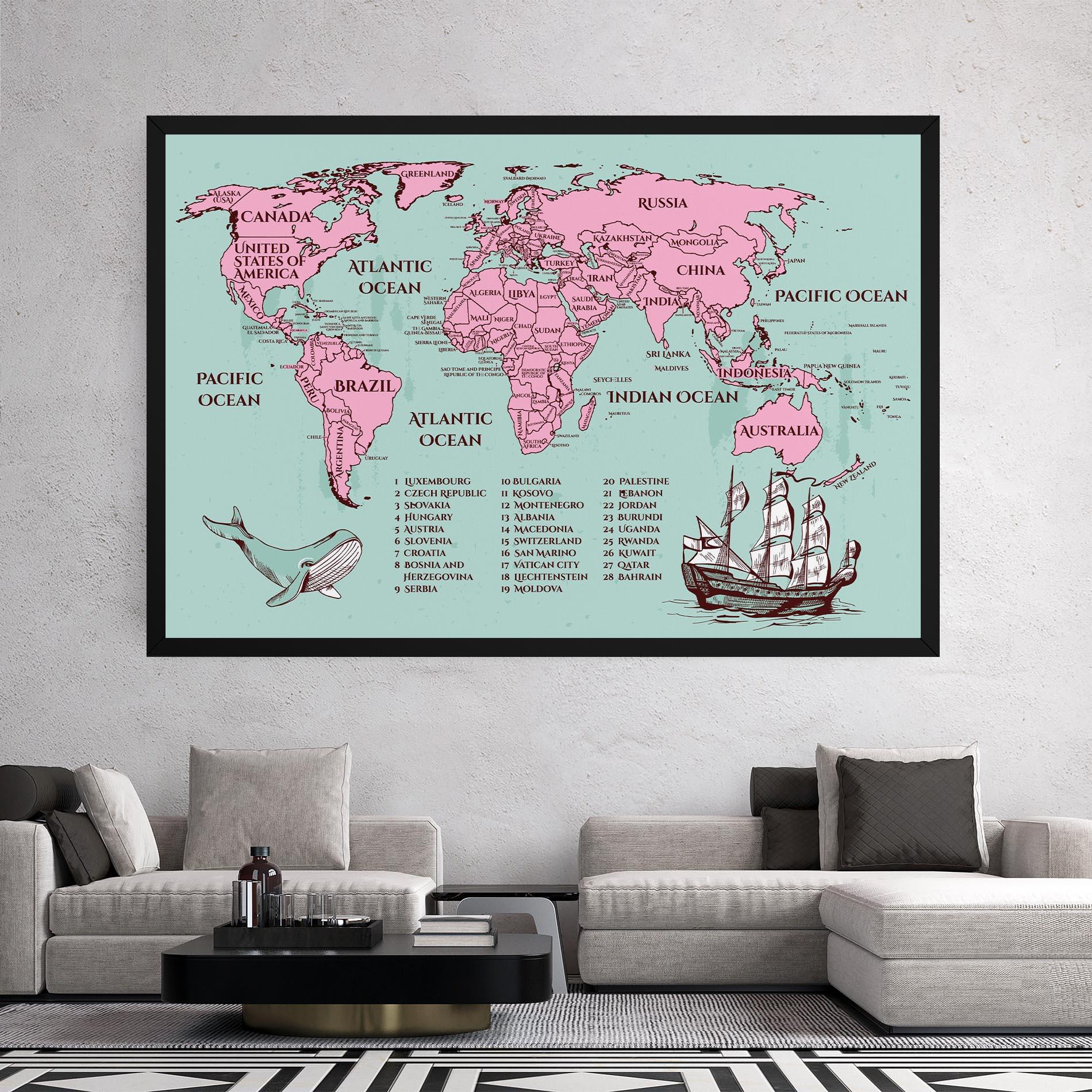 Vászonkép Pink Pirate Map mockup 2