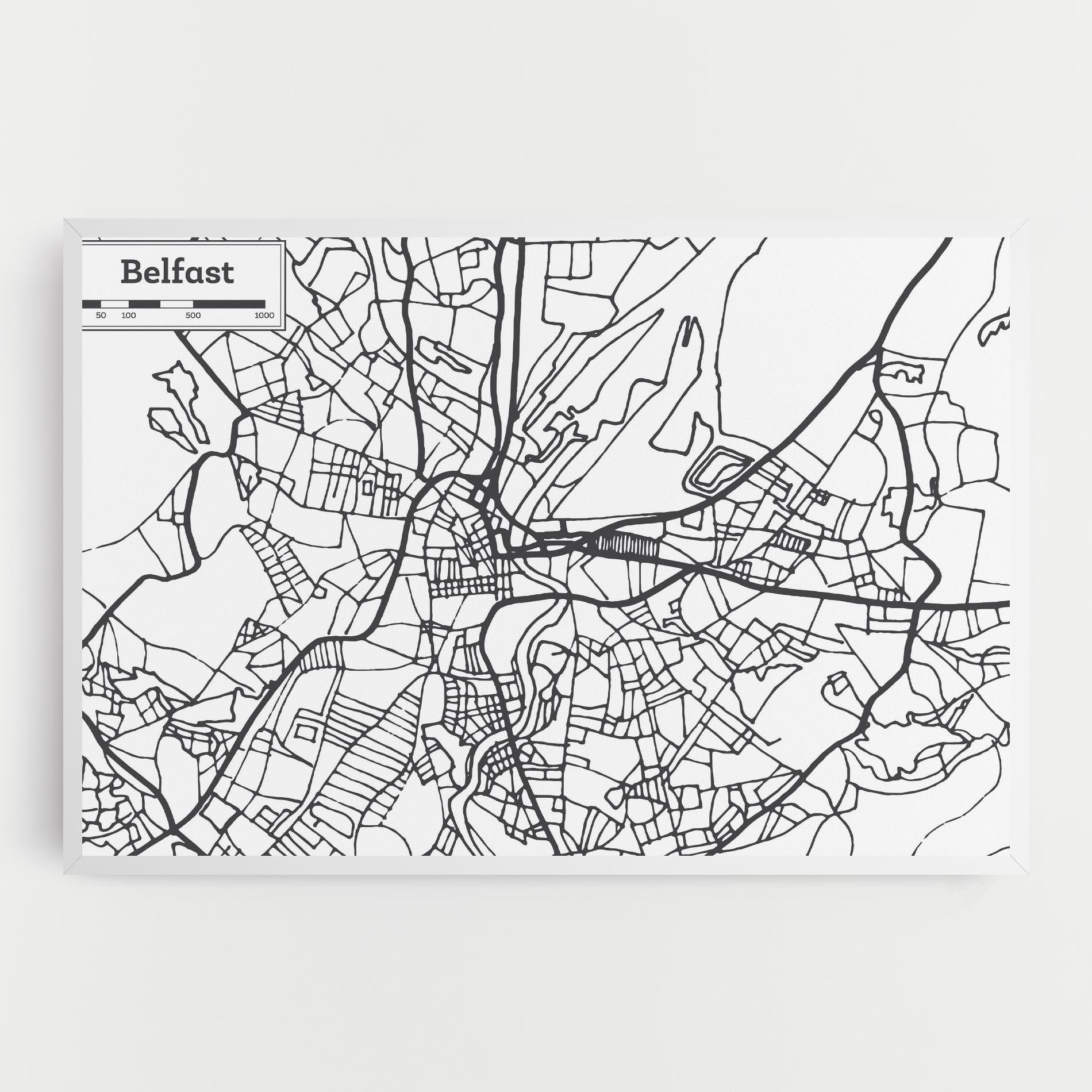 Vászonkép Belfast Map mockup 0