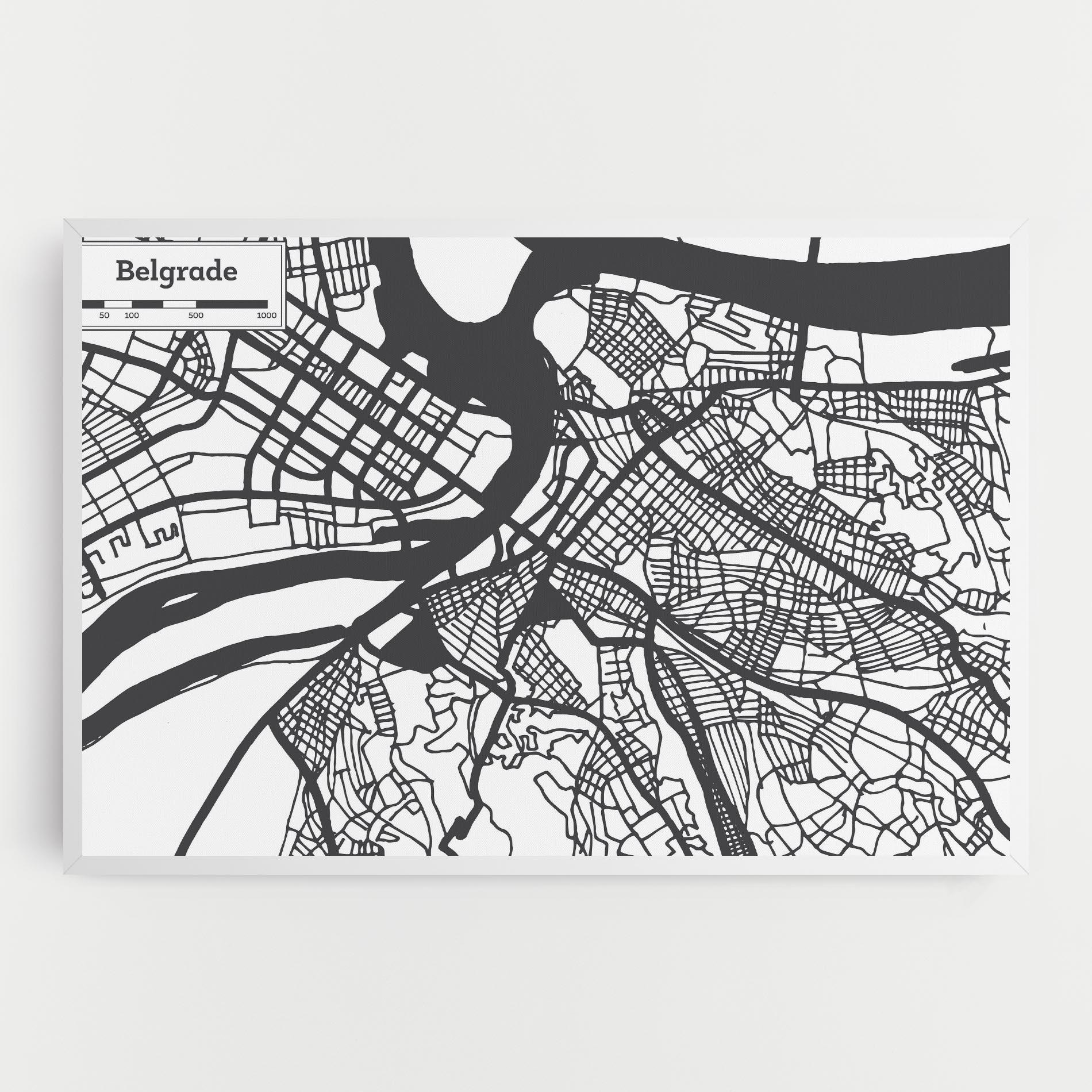 Vászonkép Belgrade Map mockup 0