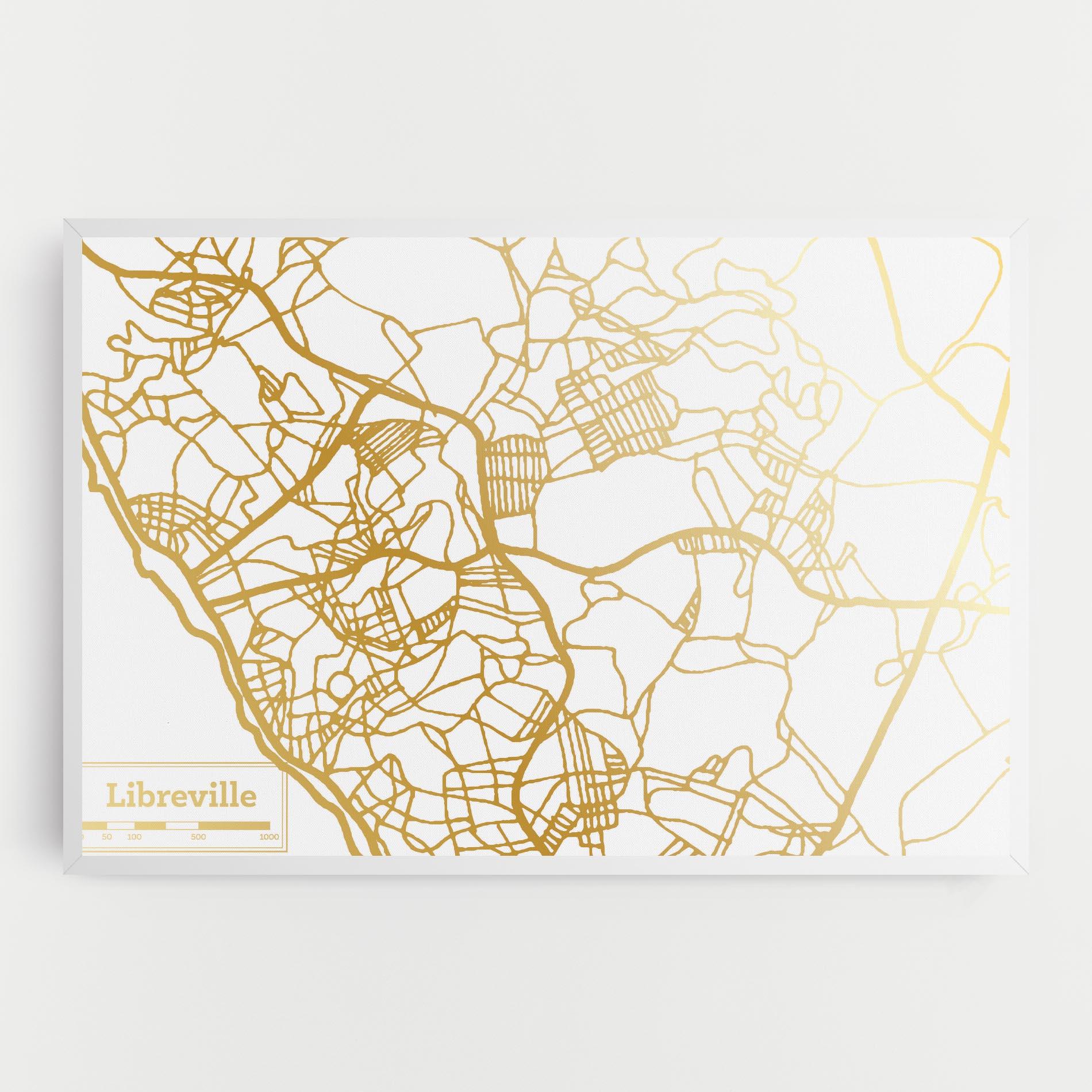 Vászonkép Libreville Gold Map mockup 0