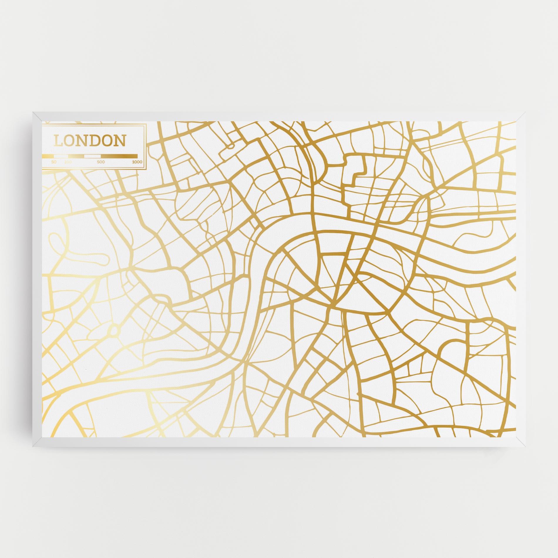 Vászonkép London Gold Map mockup 0
