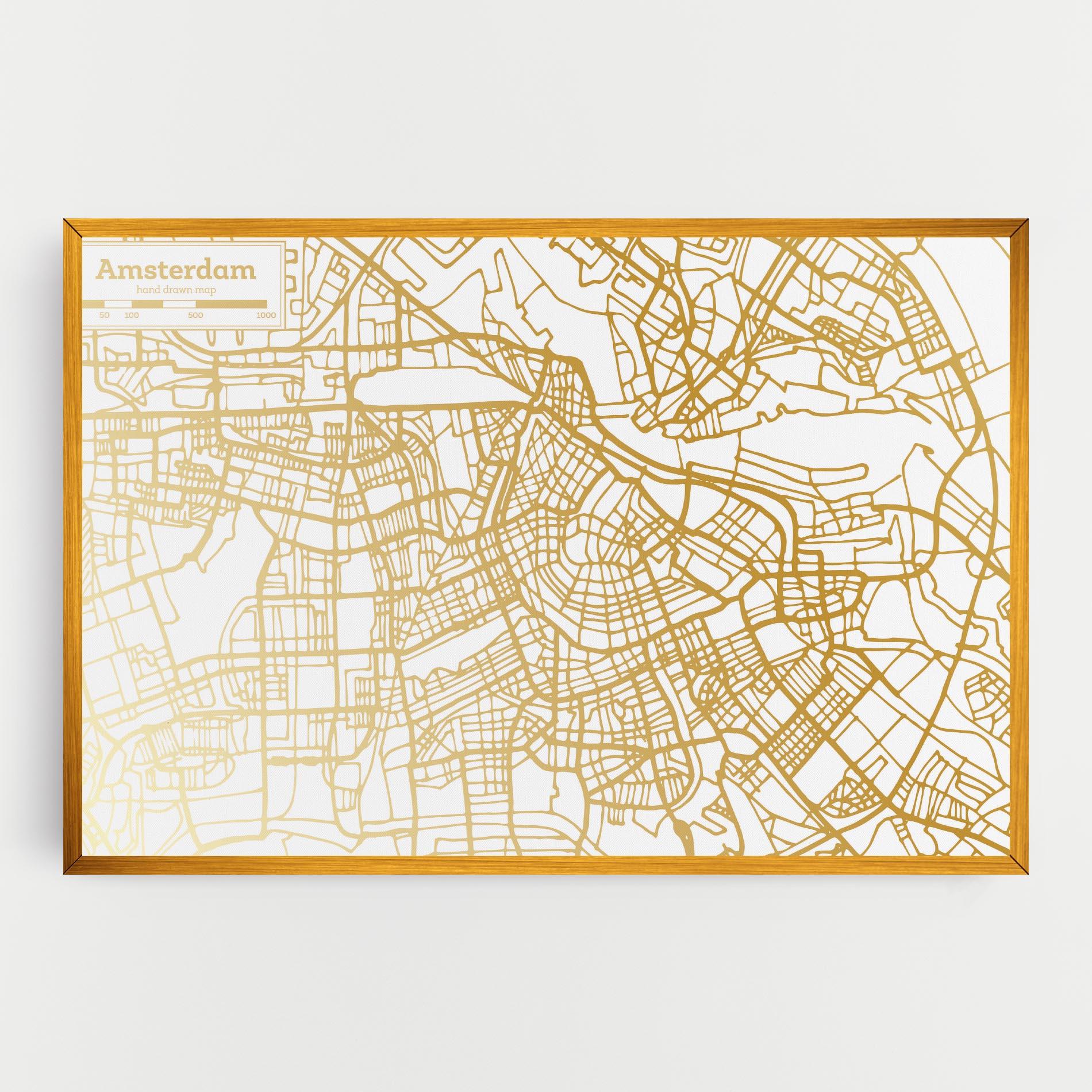 Vászonkép Amsterdam Gold Map mockup 0