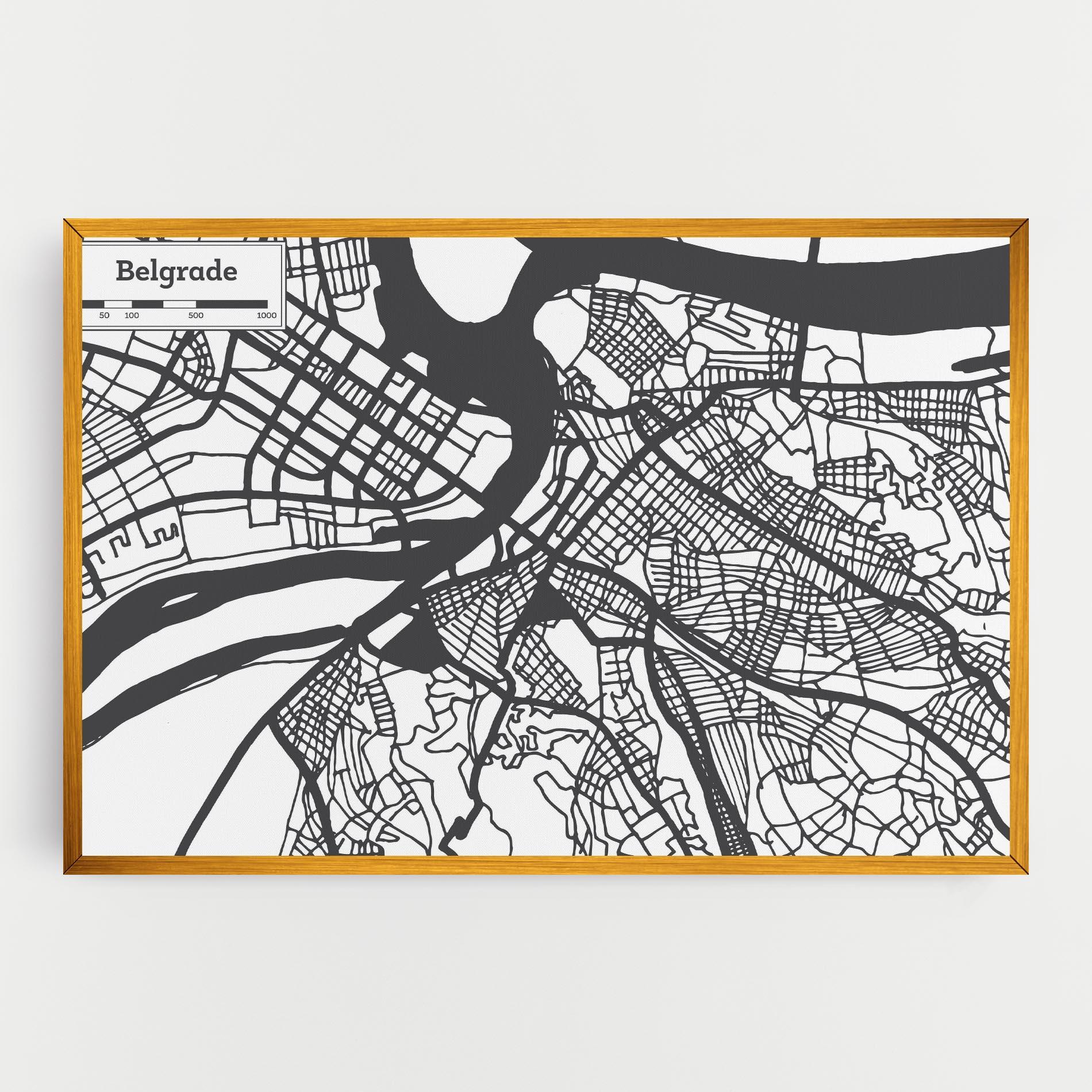 Vászonkép Belgrade Map mockup 0
