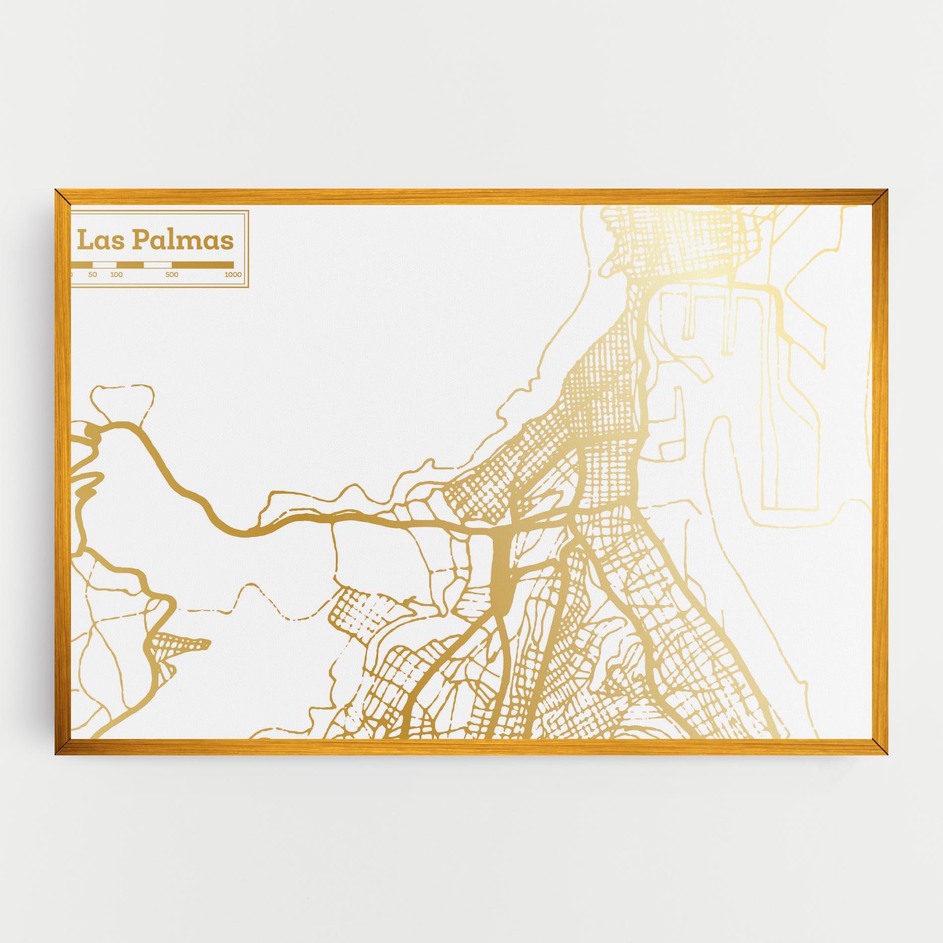 Vászonkép Las Palmas Gold Map mockup 0