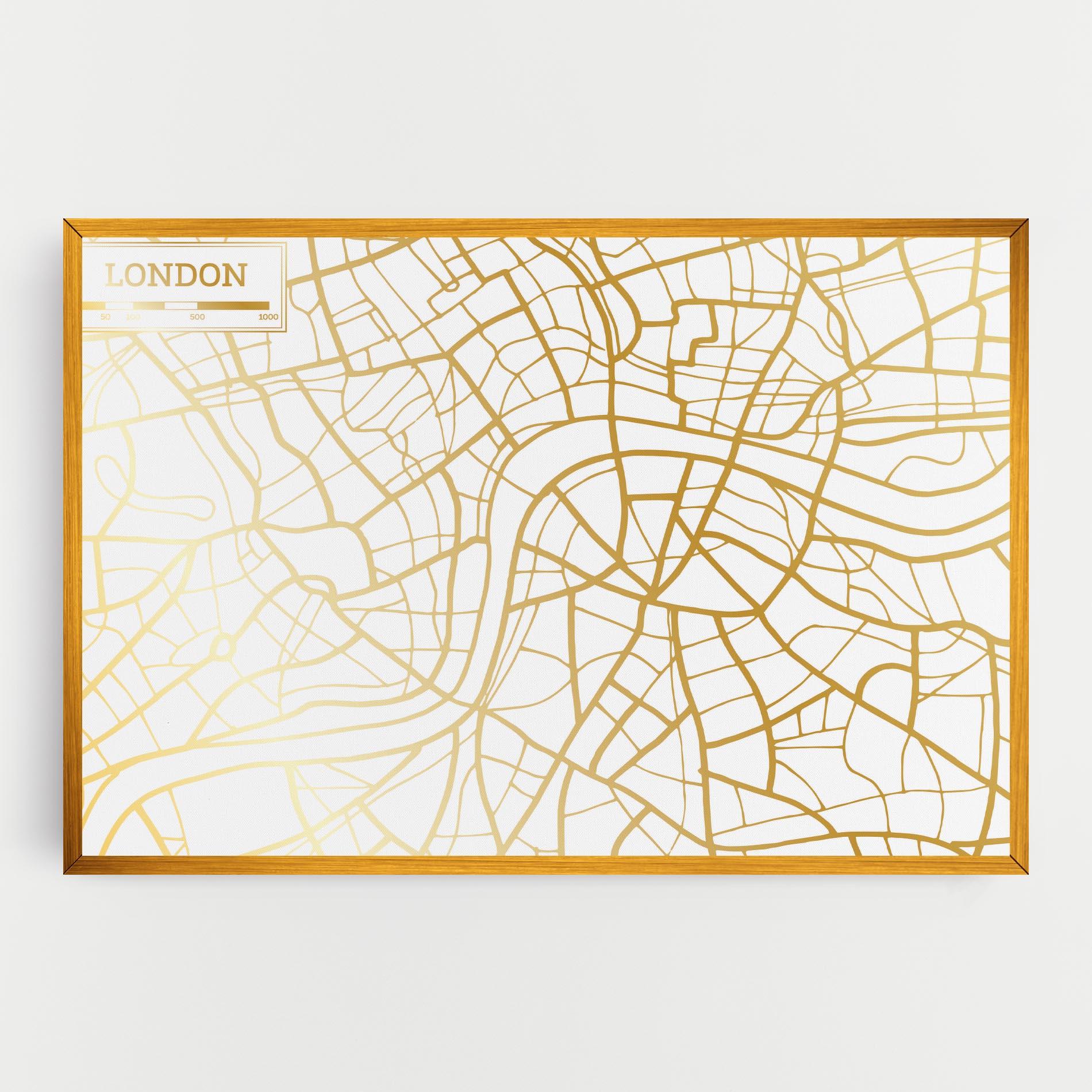 Vászonkép London Gold Map mockup 0