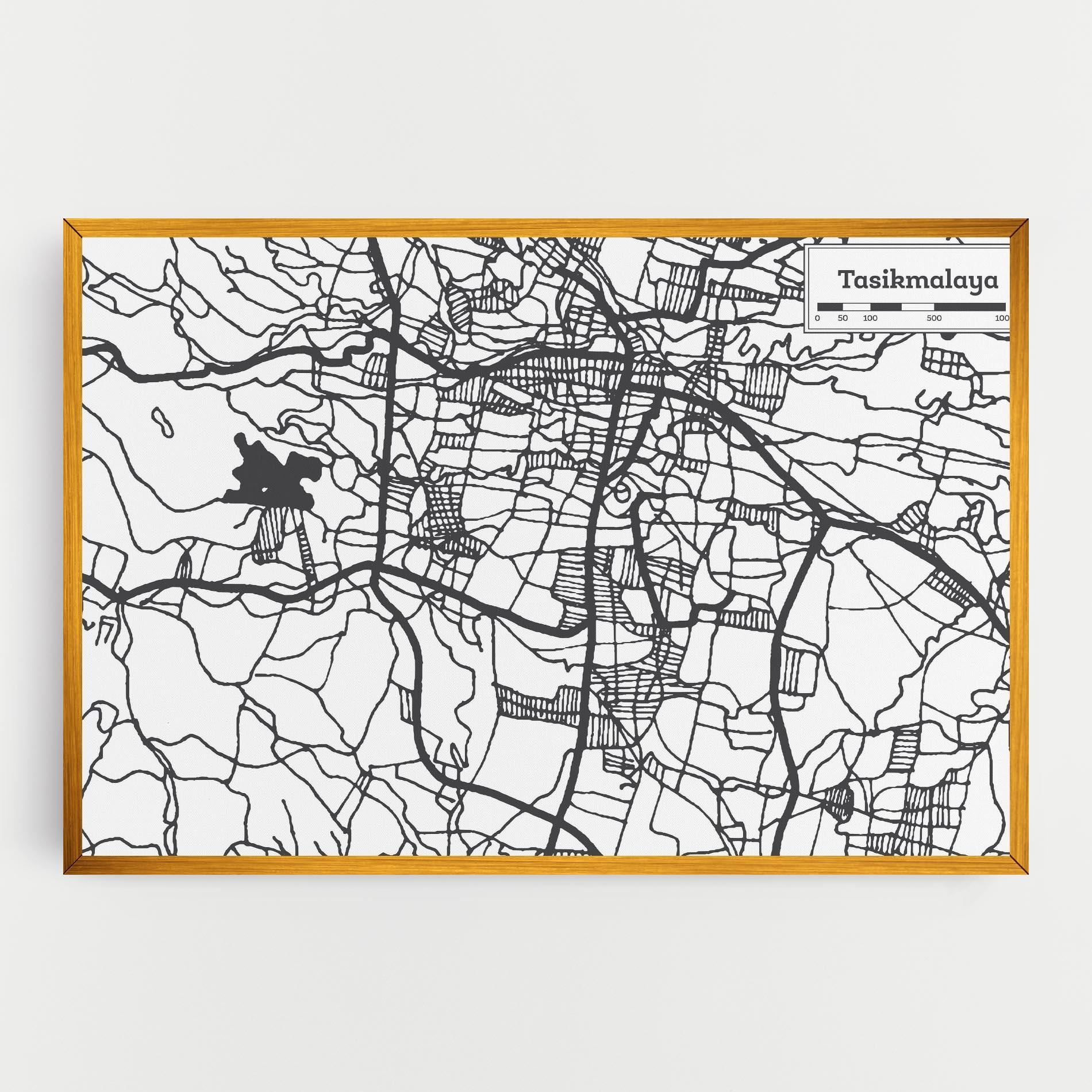Vászonkép Tasikmalaya Map mockup 0