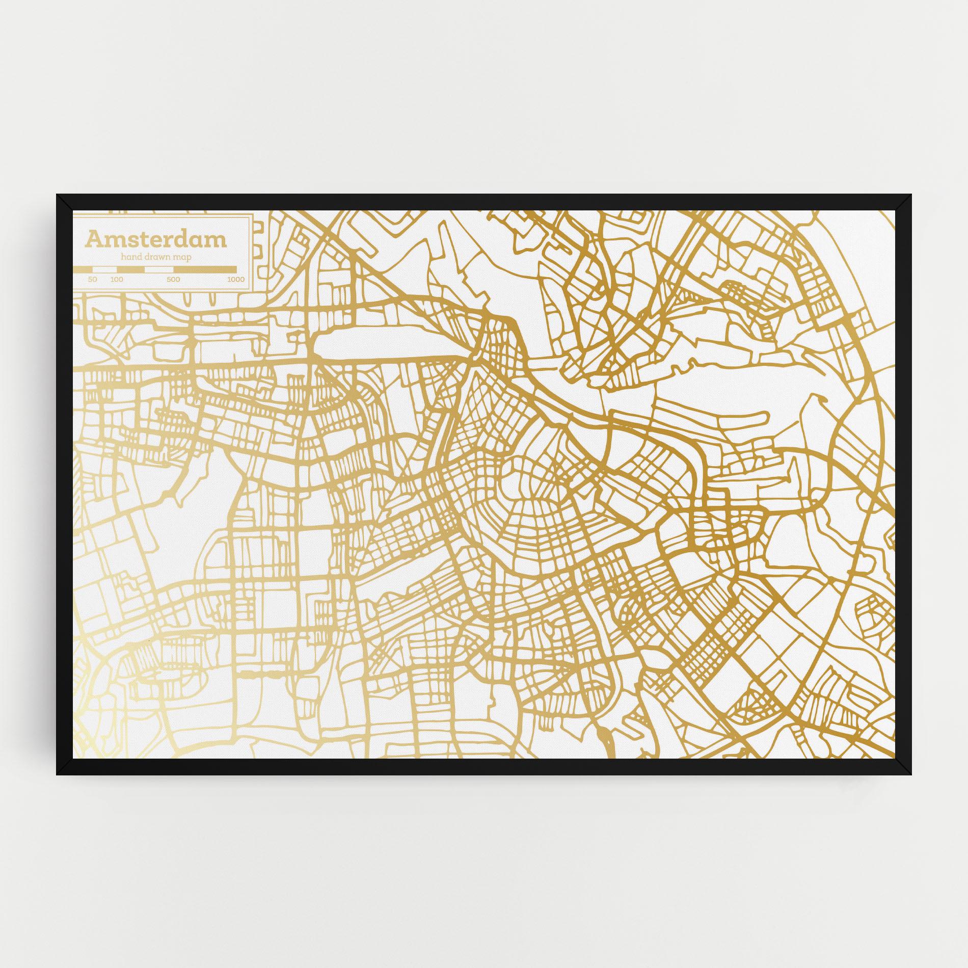 Vászonkép Amsterdam Gold Map mockup 0