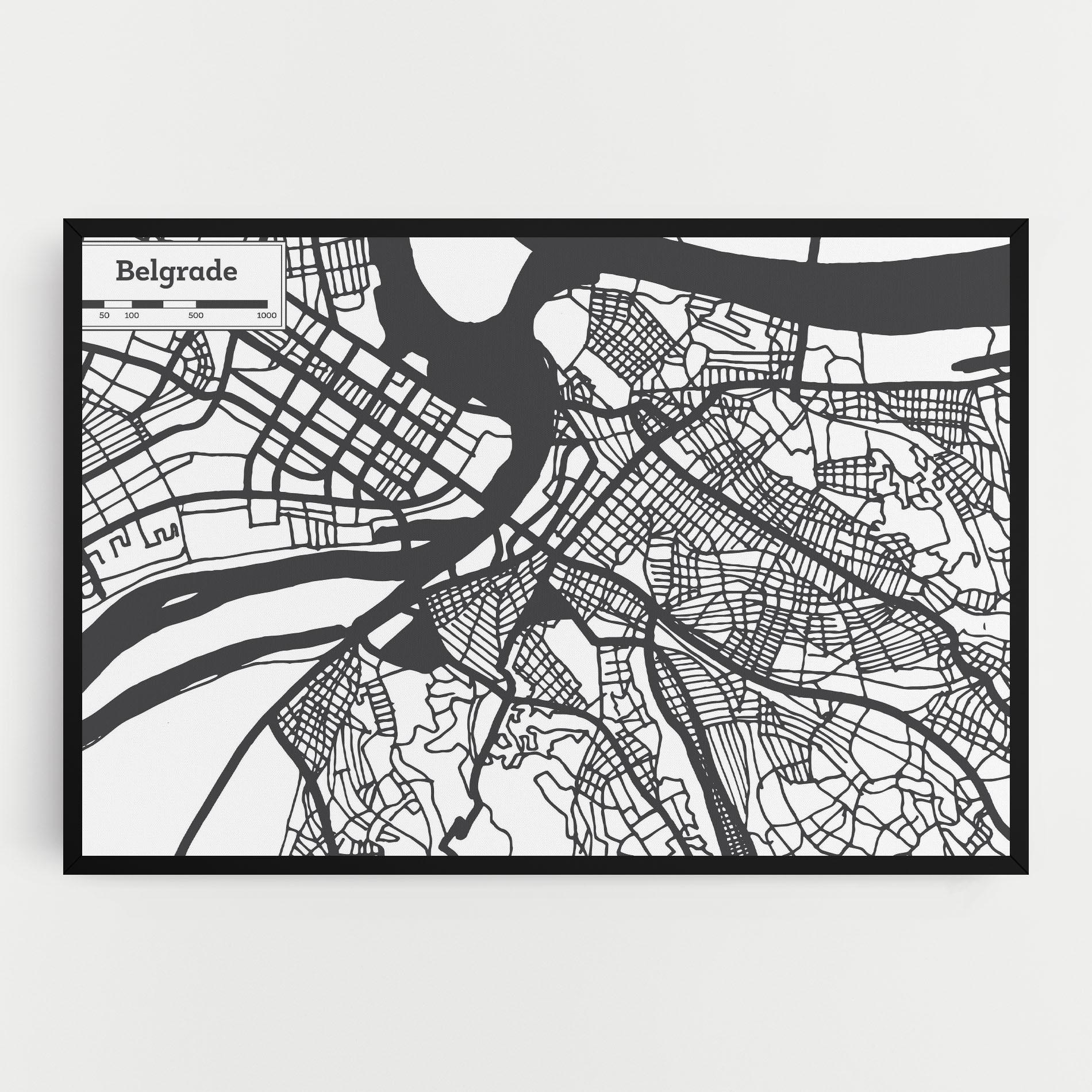 Vászonkép Belgrade Map mockup 0