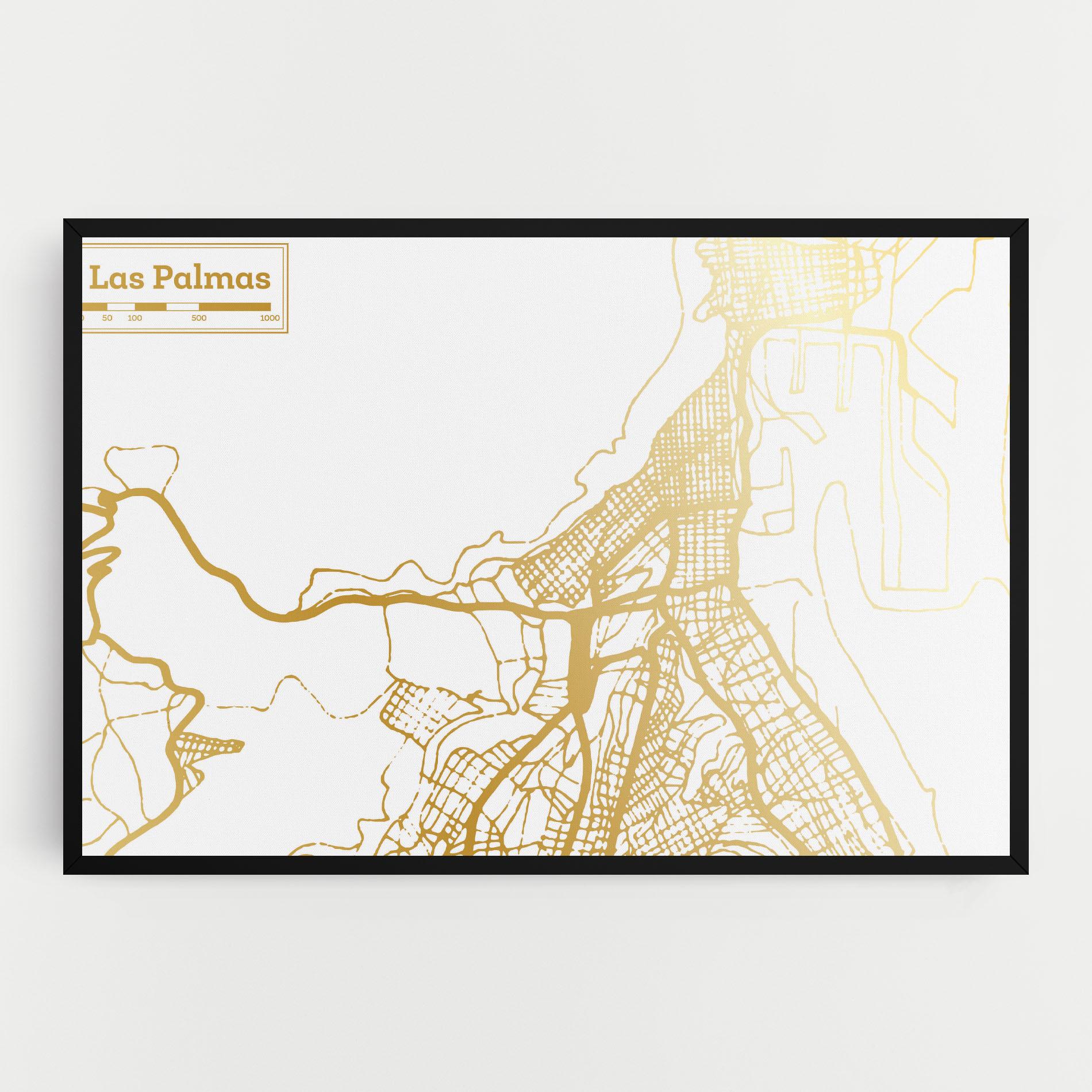 Vászonkép Las Palmas Gold Map mockup 0