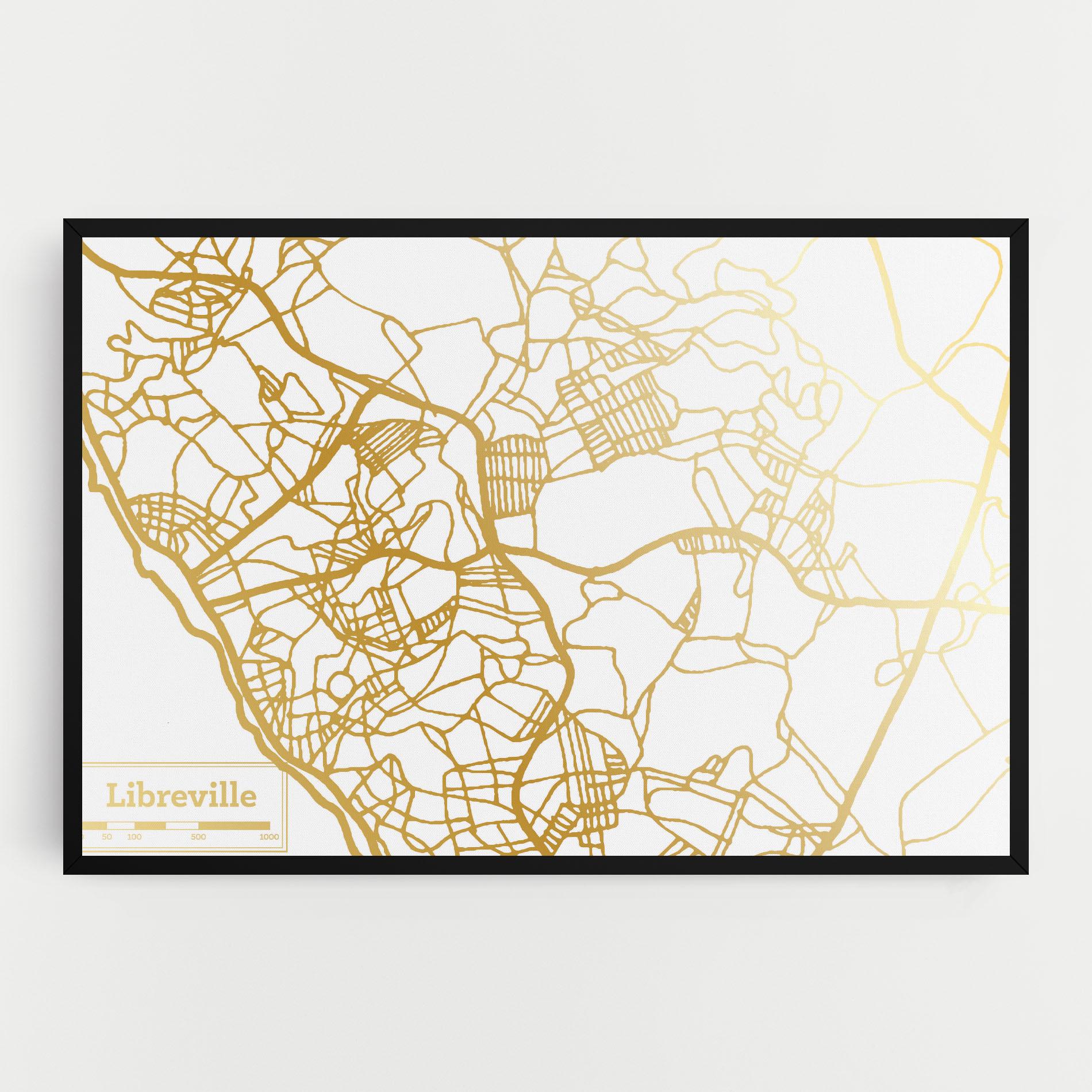 Vászonkép Libreville Gold Map mockup 0