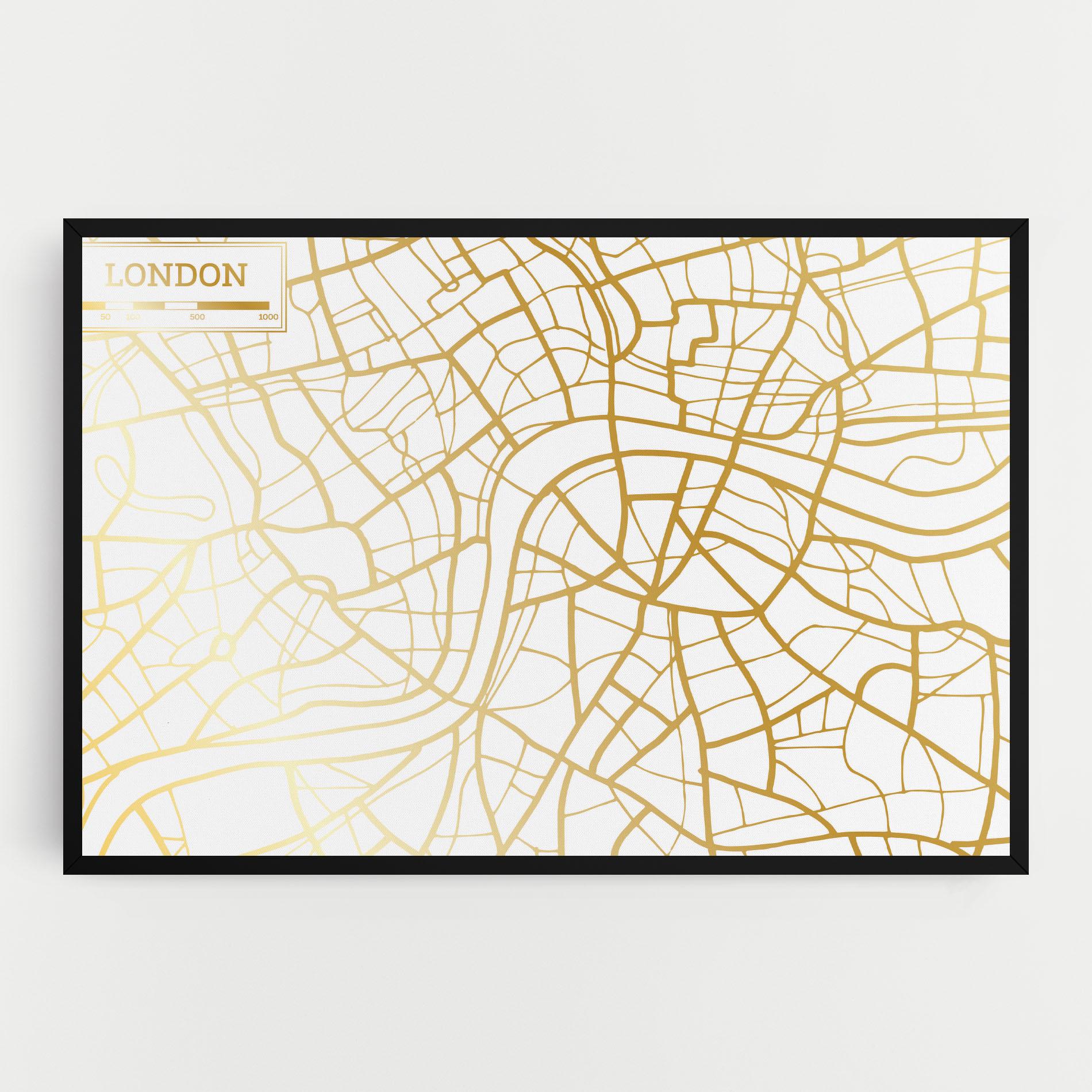 Vászonkép London Gold Map mockup 0
