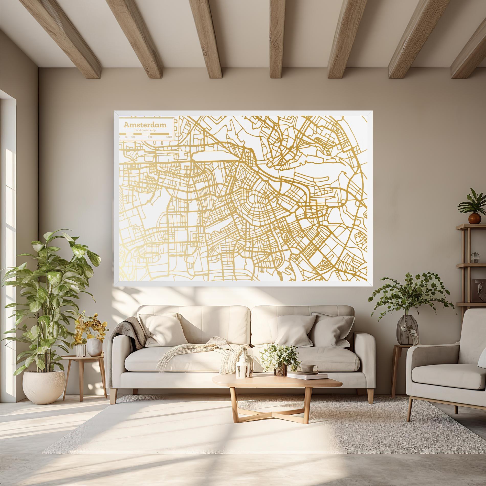 Vászonkép Amsterdam Gold Map mockup 6