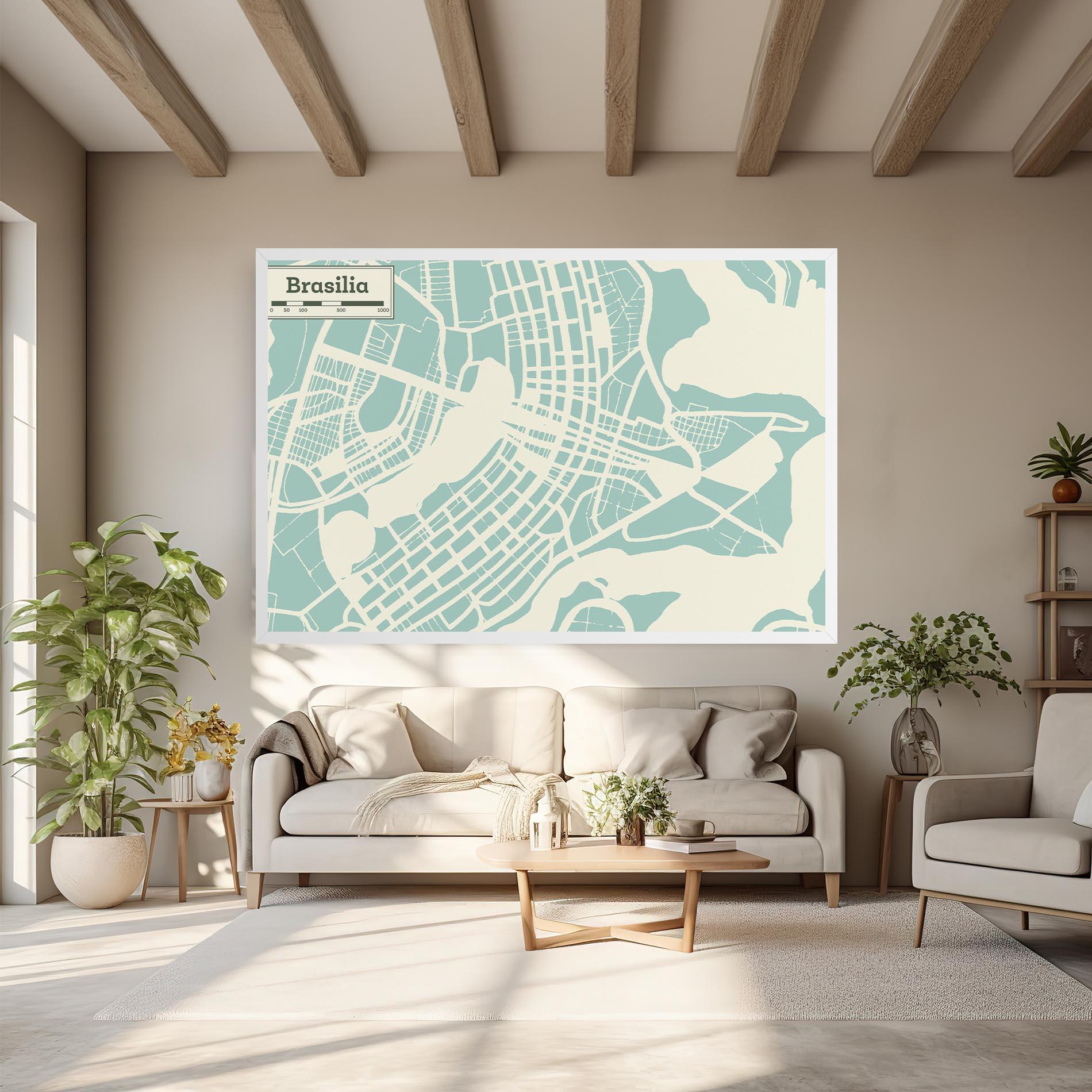 Vászonkép Brasilia Map mockup 6