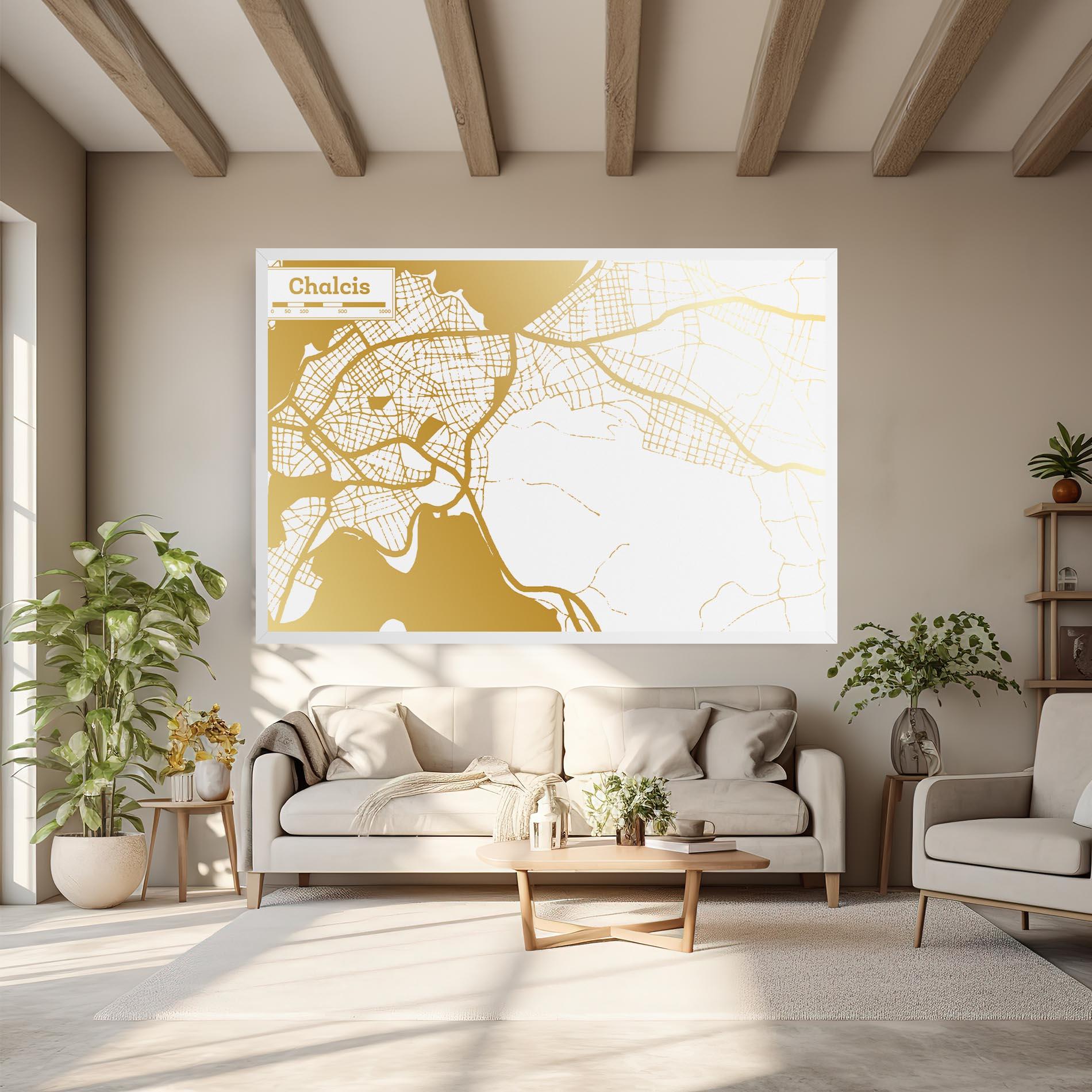 Vászonkép Chalcis Gold Map mockup 6