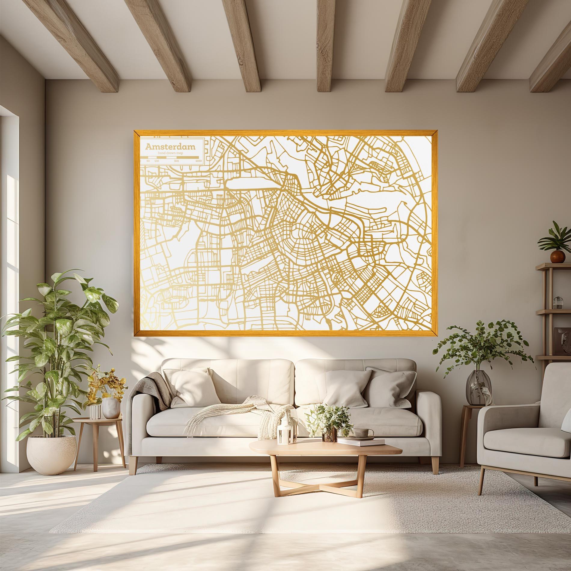 Vászonkép Amsterdam Gold Map mockup 6