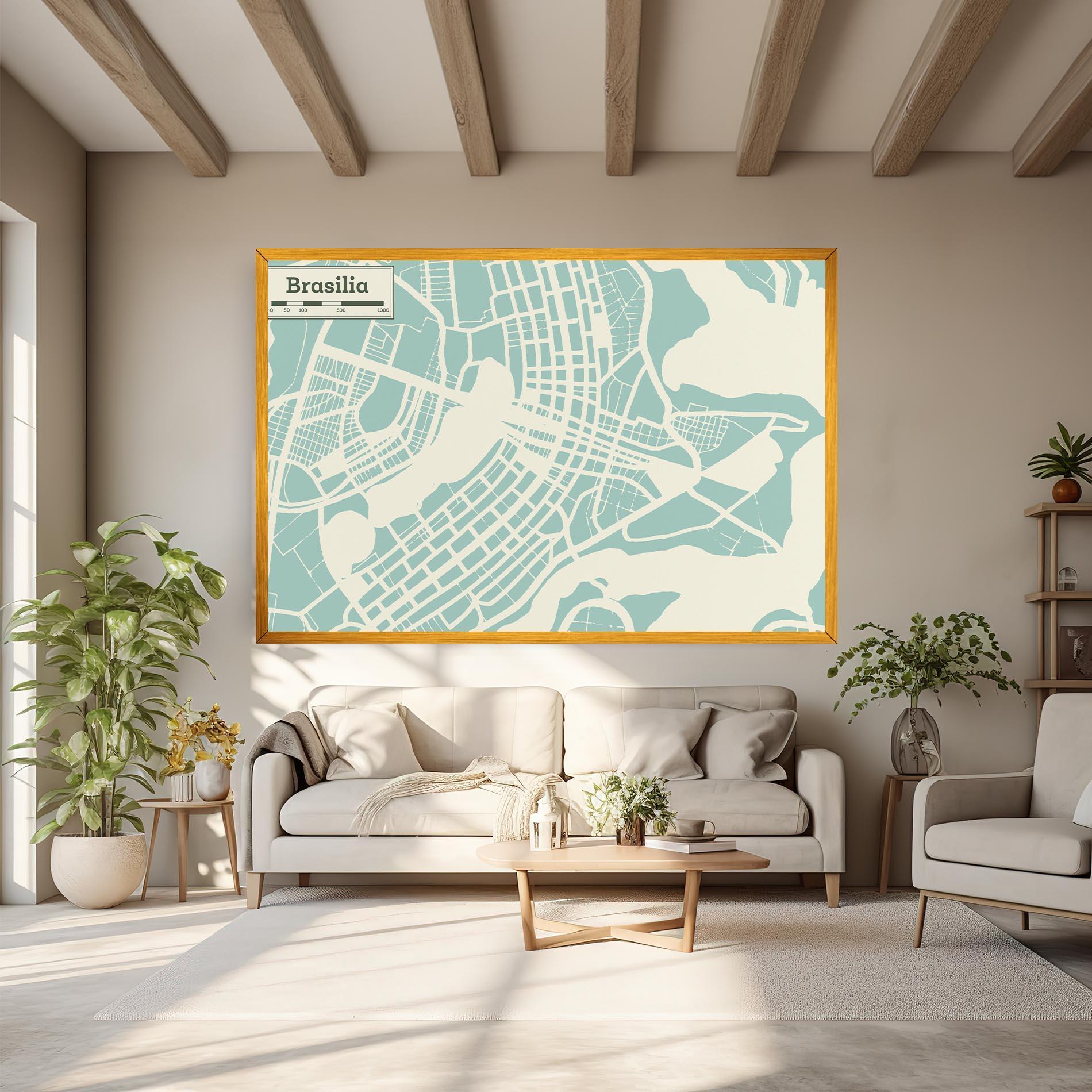 Vászonkép Brasilia Map mockup 6