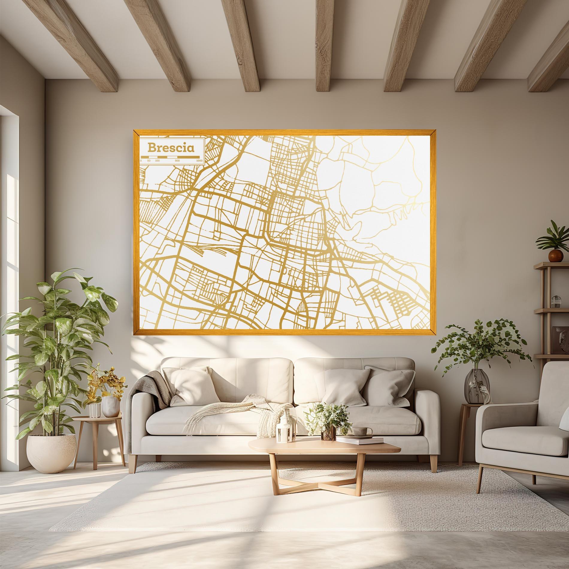 Vászonkép Brescia Gold Map mockup 6